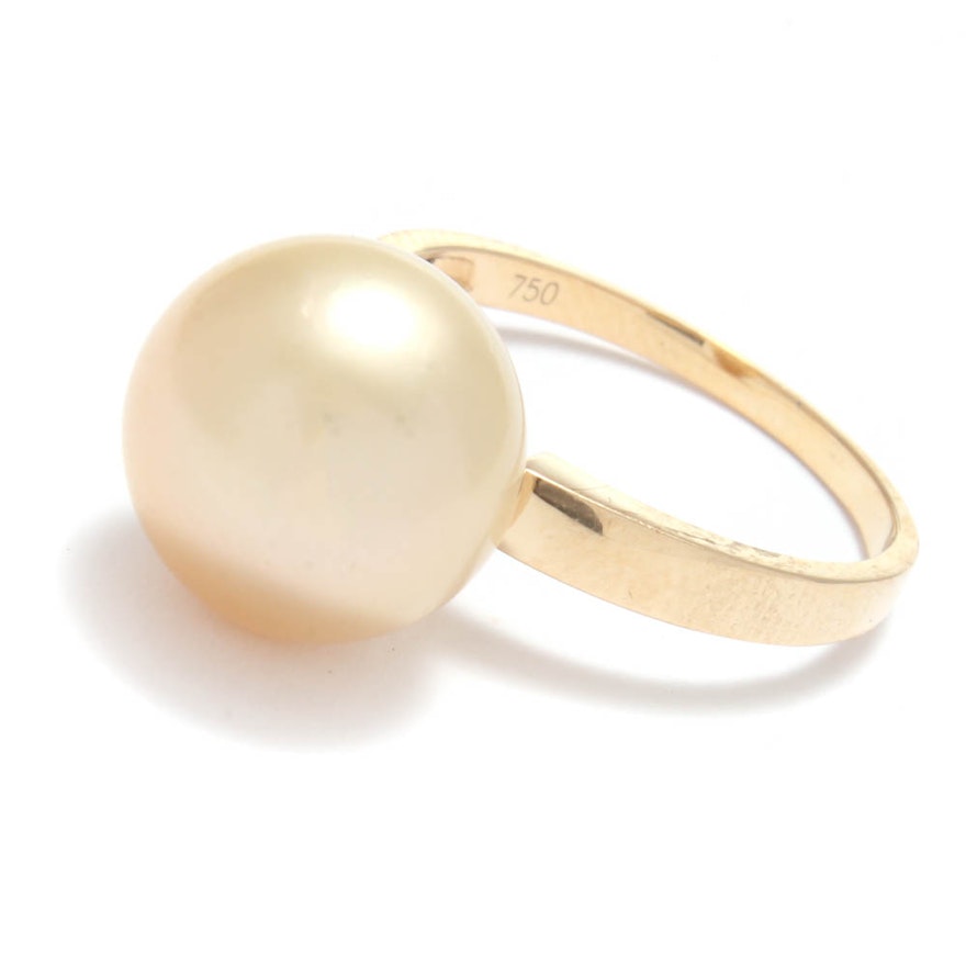 18K Yellow Gold Ring with Gold Pearl