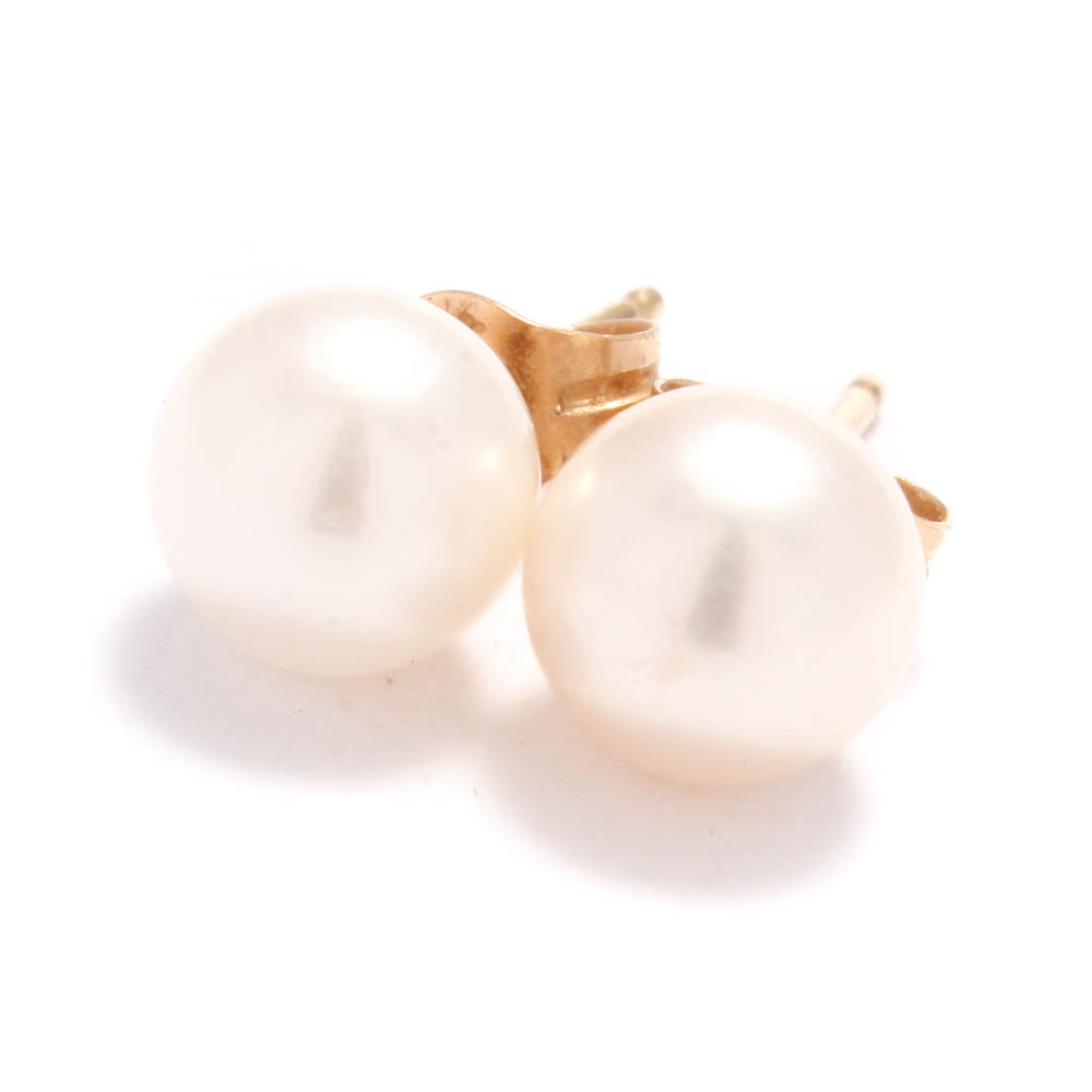 14K Yellow Gold Cultured Pearl Earrings