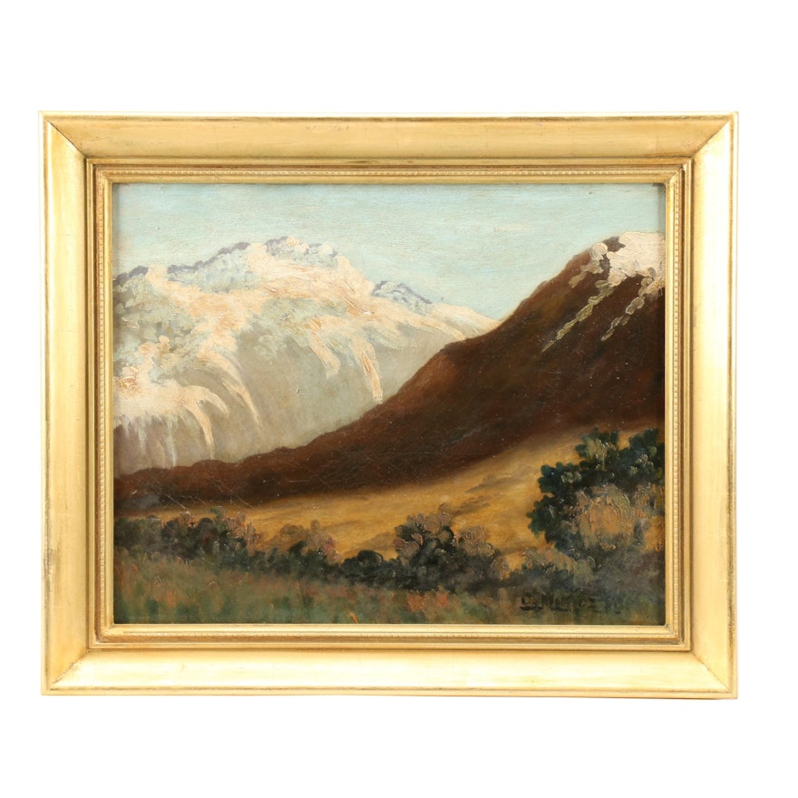 D. Munoz Oil Painting of Alpine Landscape