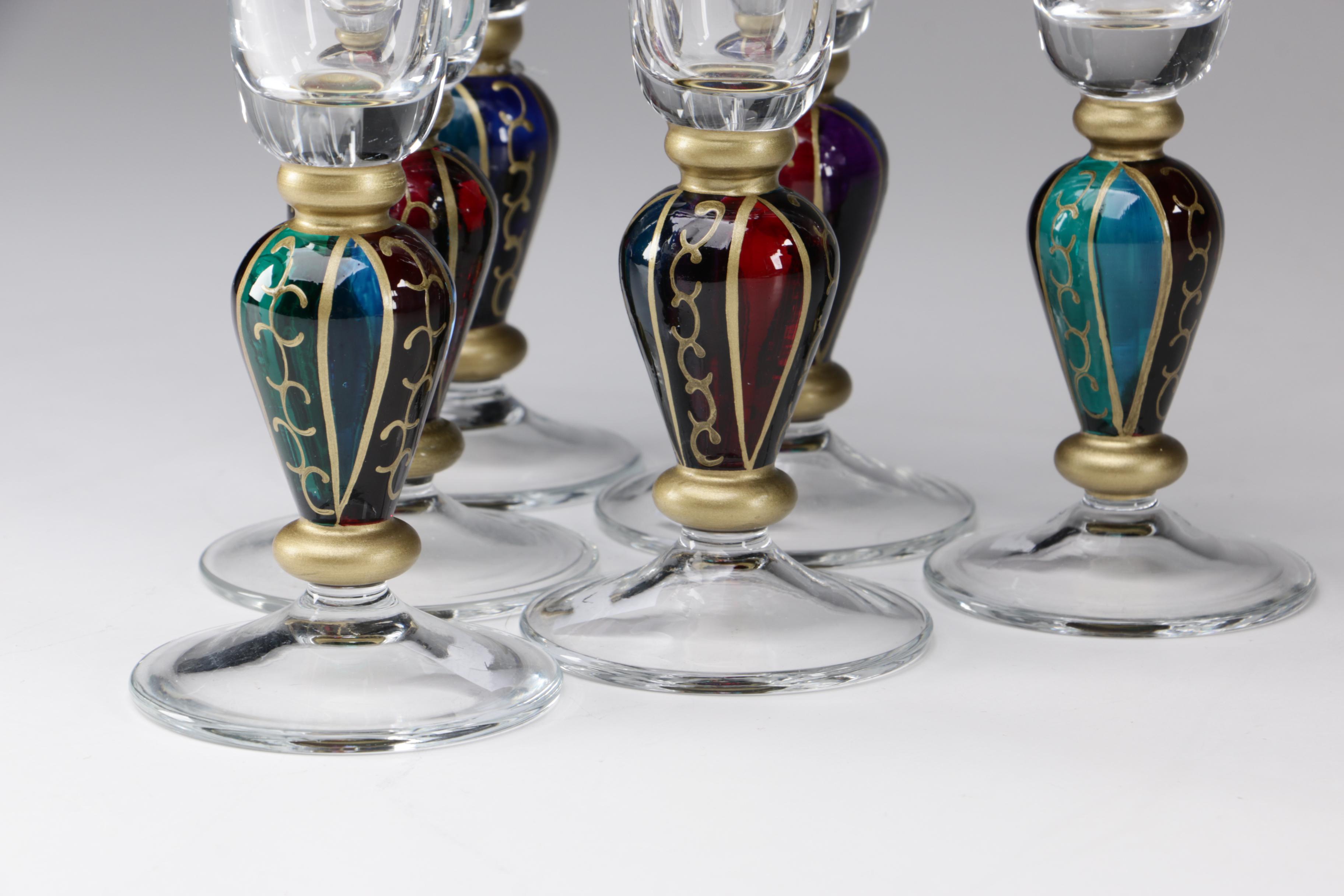 Glass Champagne Flutes with Hand-Painted Stems