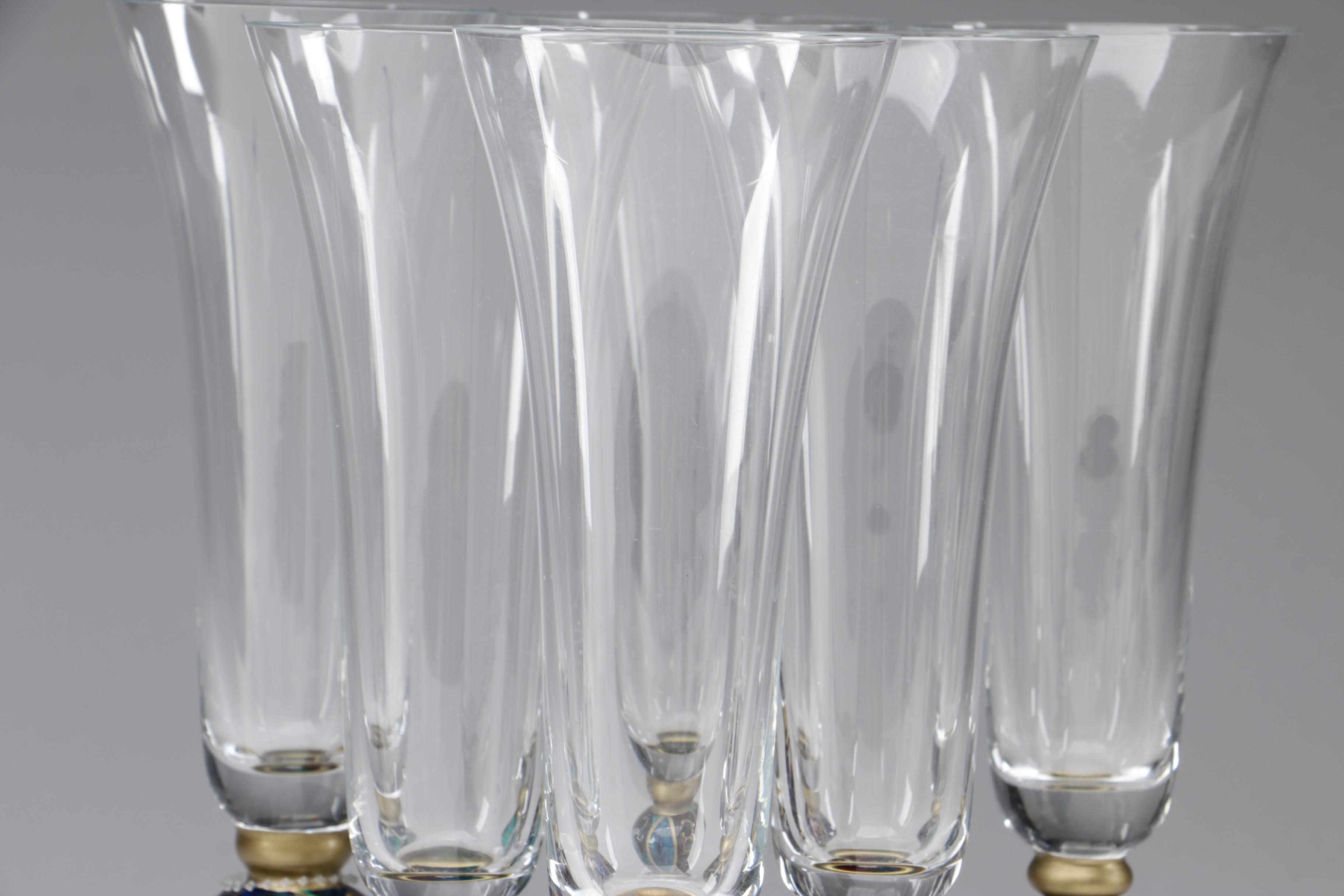 Glass Champagne Flutes with Hand-Painted Stems