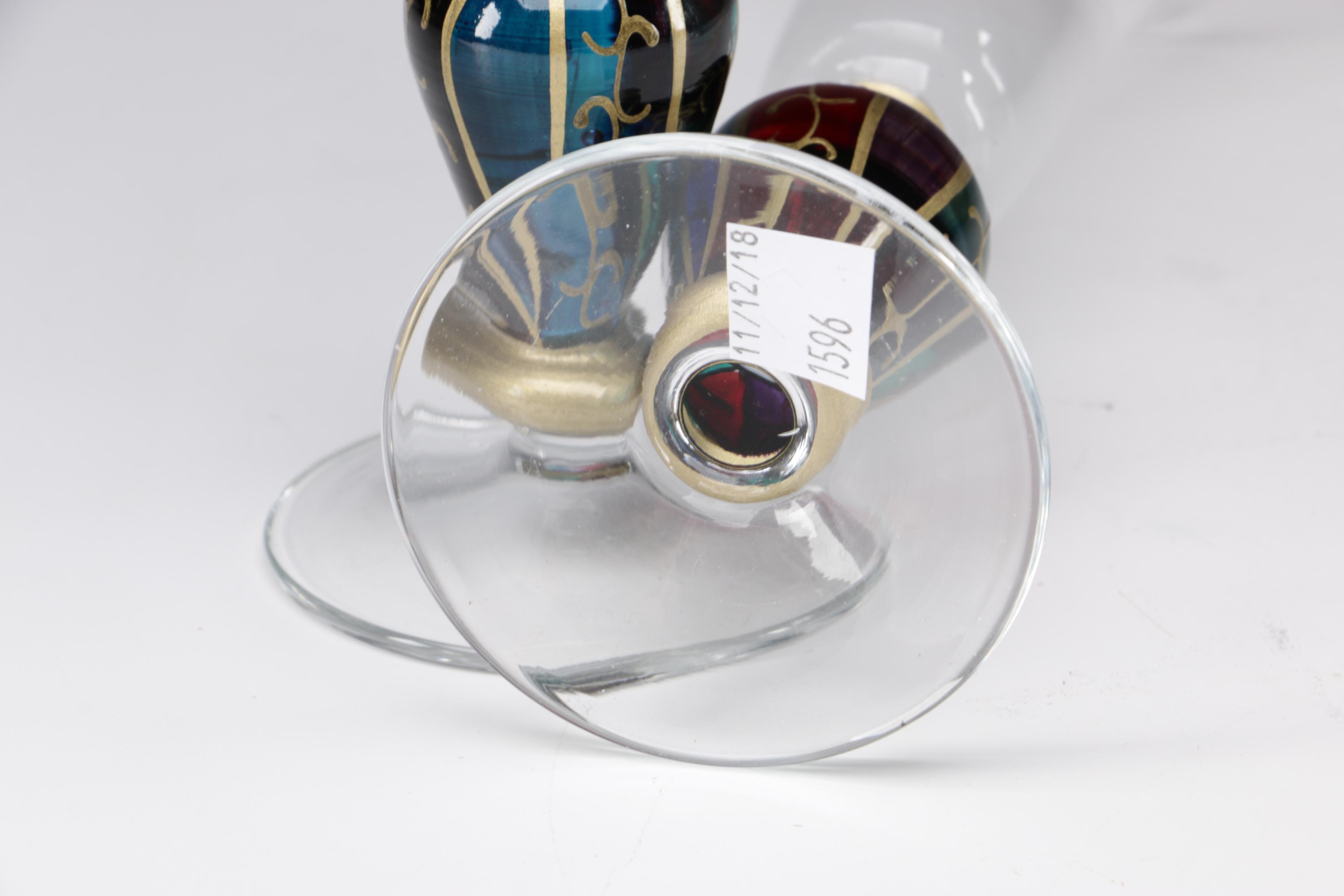 Glass Champagne Flutes with Hand-Painted Stems