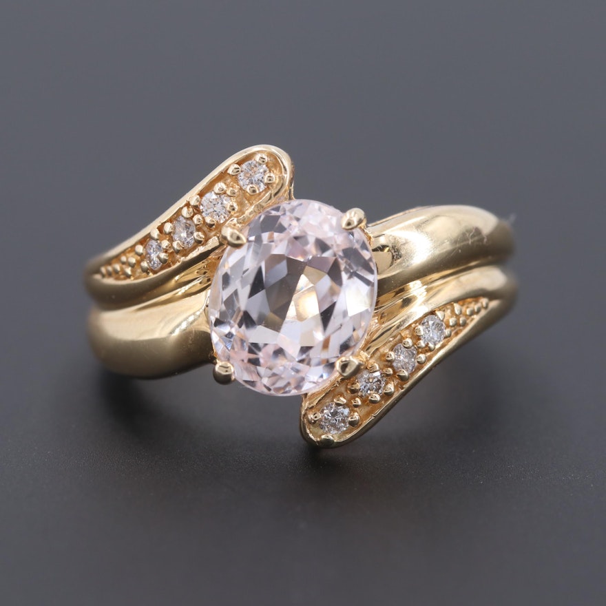 Sonia Bitton 14K Yellow Gold Kunzite and Diamond Ring