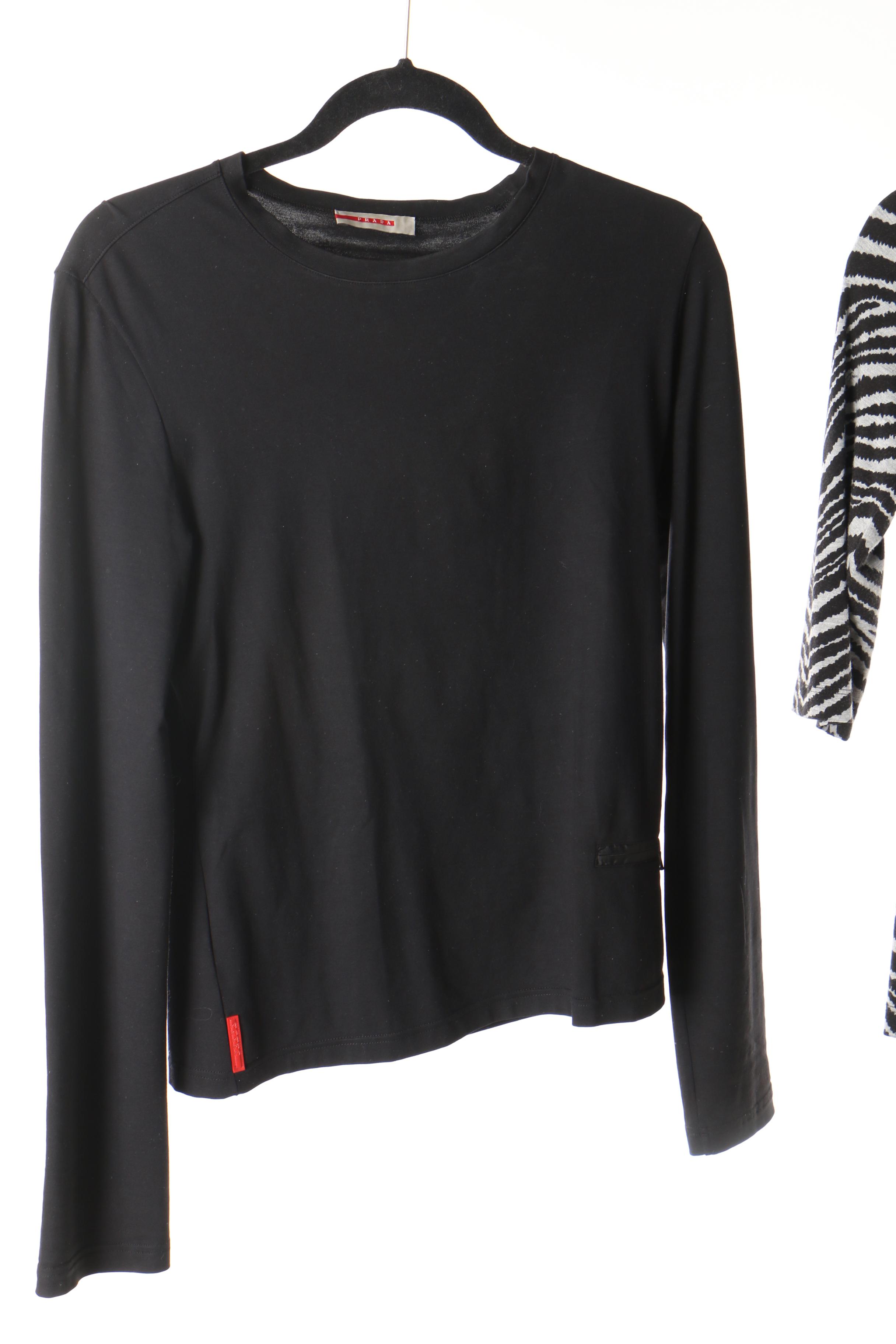 Women's Sonia Rykiel Black High Waist Pants with Prada and Trina Turk Tops