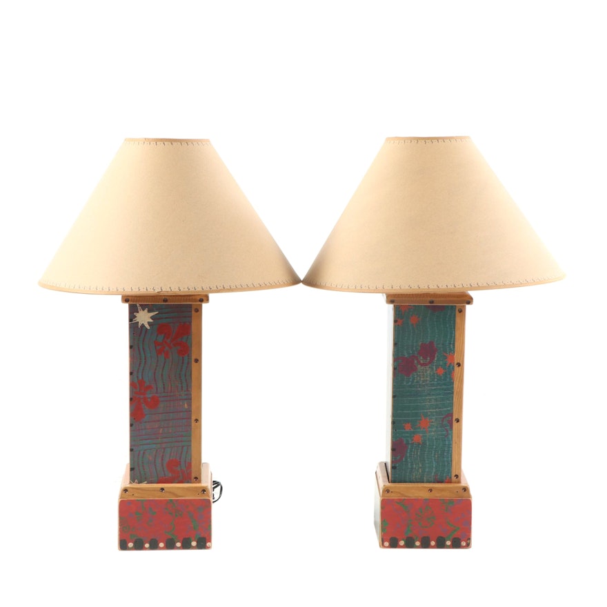 Shoestring Creations "Hodge Podge" Hand Decorated Table Lamps