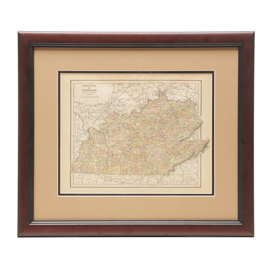 Antique Railroad Map of Kentucky and Tennessee