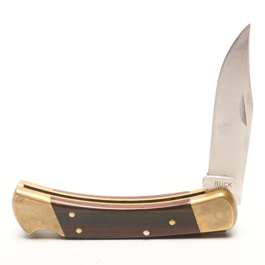 Buck USA Single Blade Folding Pocket Knife with Wood Handle