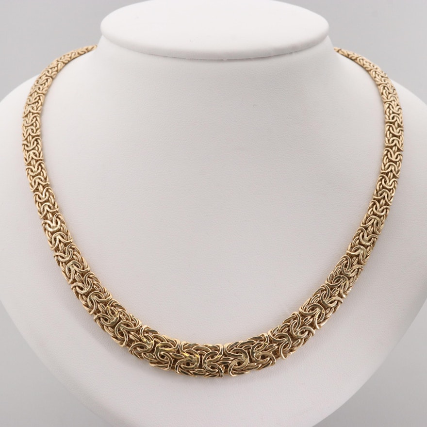 14K Yellow Gold Graduating Byzantine Necklace