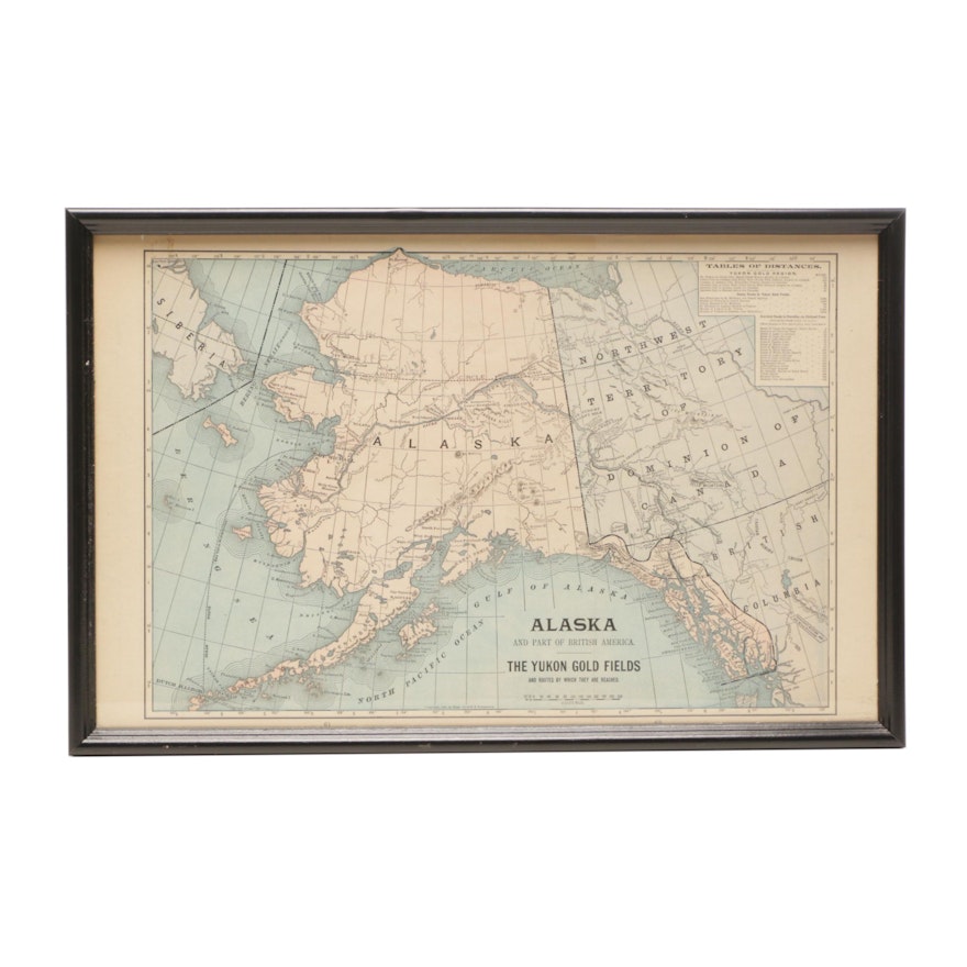 Antique Map of Alaska "The Yukon Gold Fields"