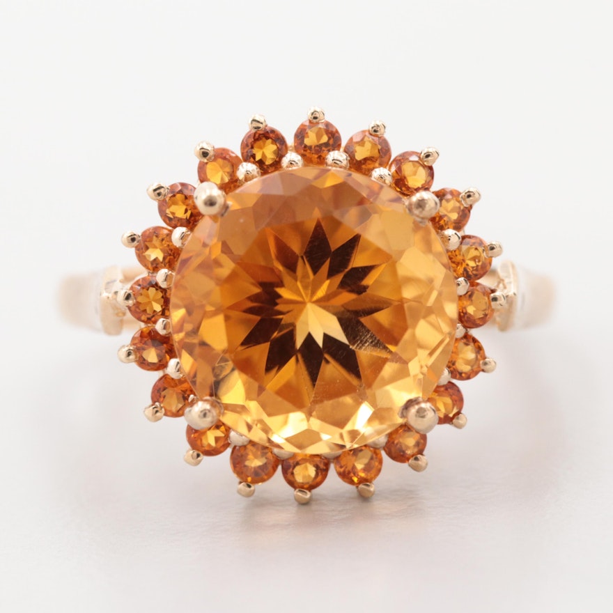 10K Yellow Gold Citrine Halo Ring