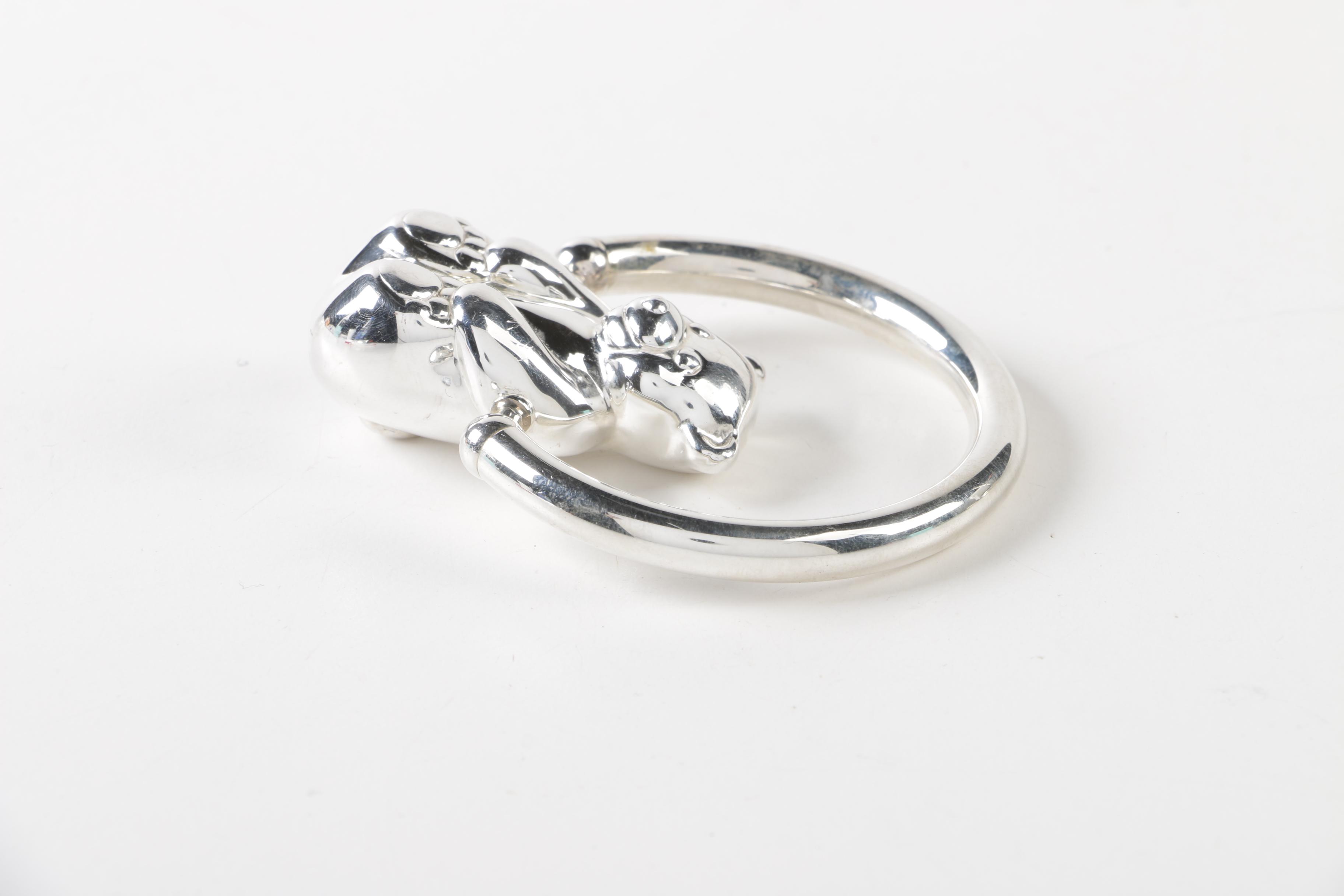 Tiffany & Co. Sterling "Man on the Moon" and "Rolling Swing Bear" Baby Rattles