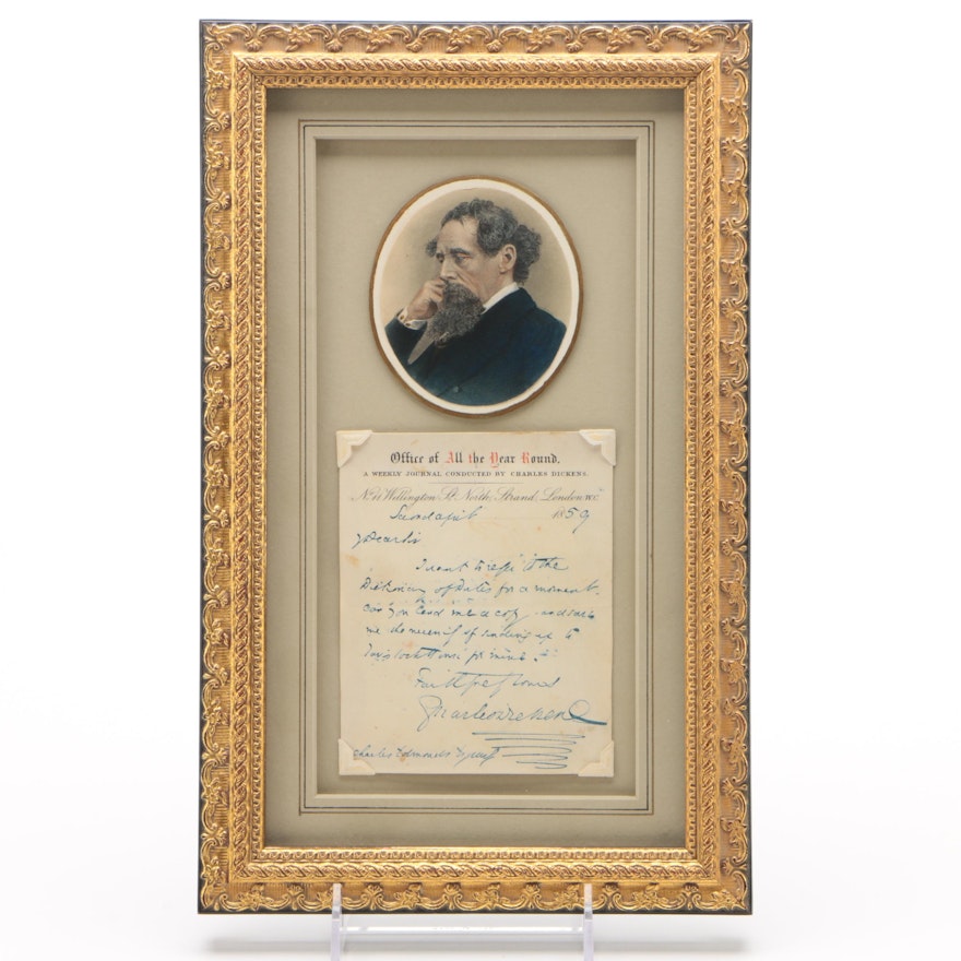 Charles Dickens Autograph Letter Signed, Office of "All the Year Round" 1859