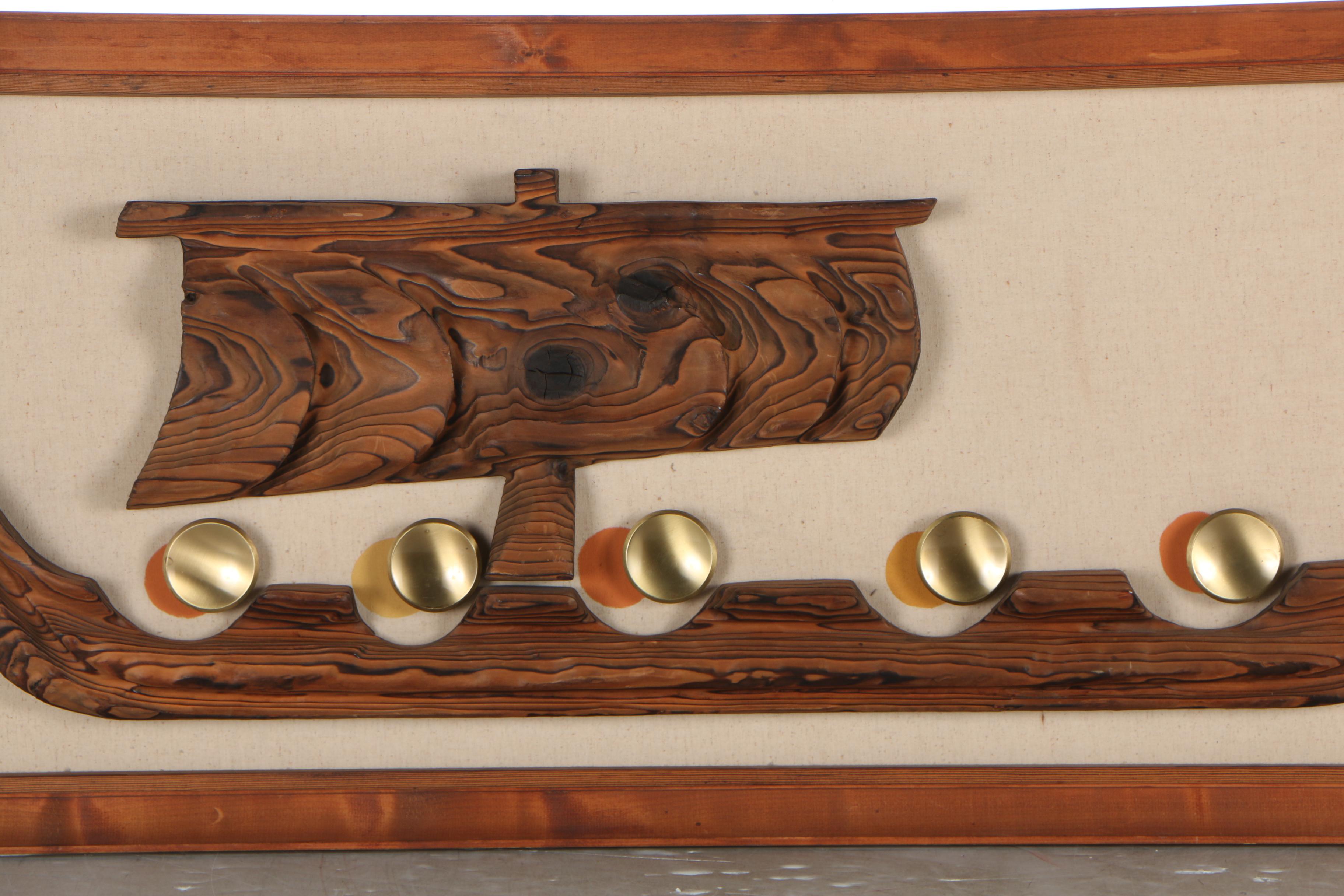 Witco Carved Wood Wall Decor "Viking Ship", Mid Century