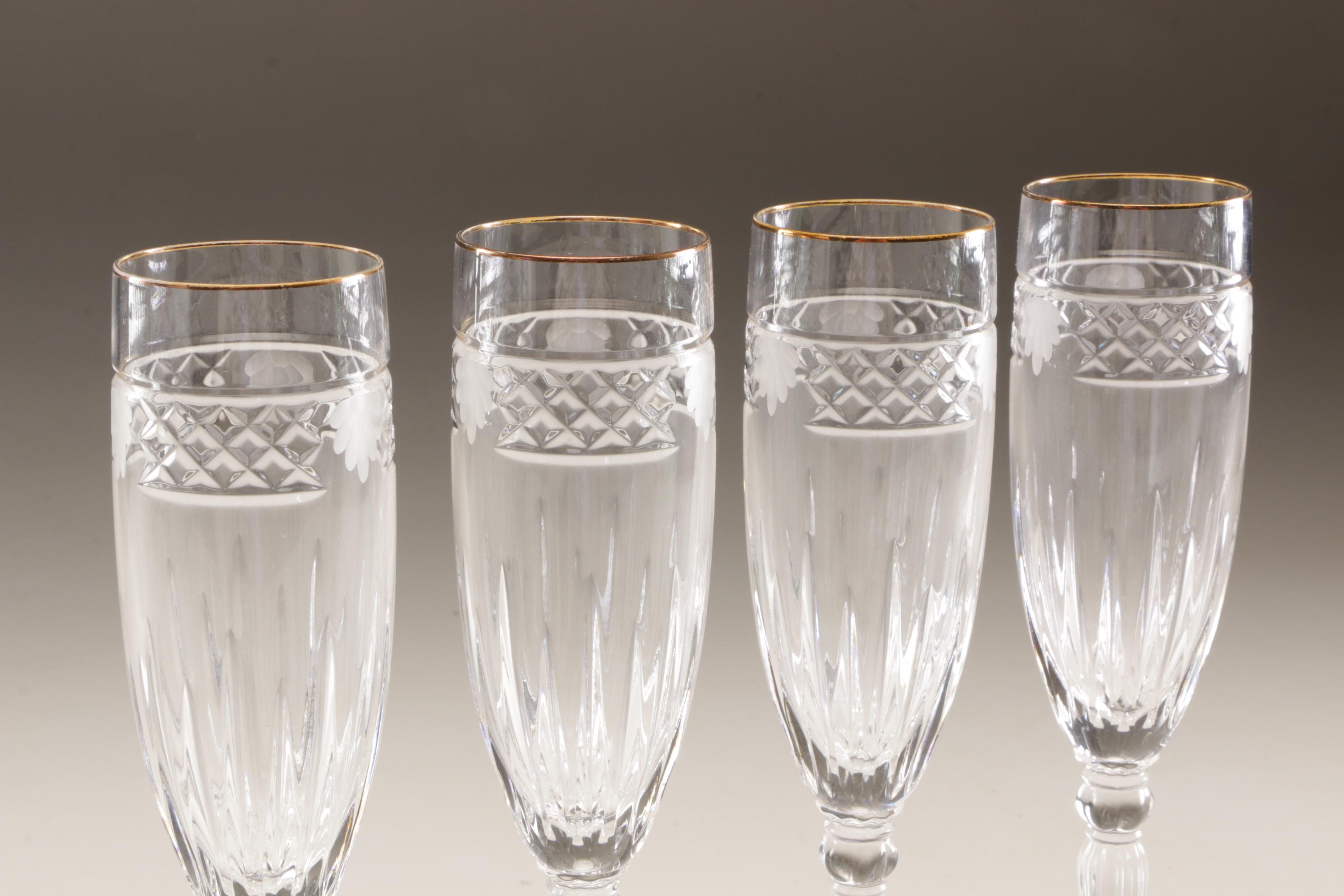 Waterford Crystal "Carleton Shell" Fluted Champagne Glasses