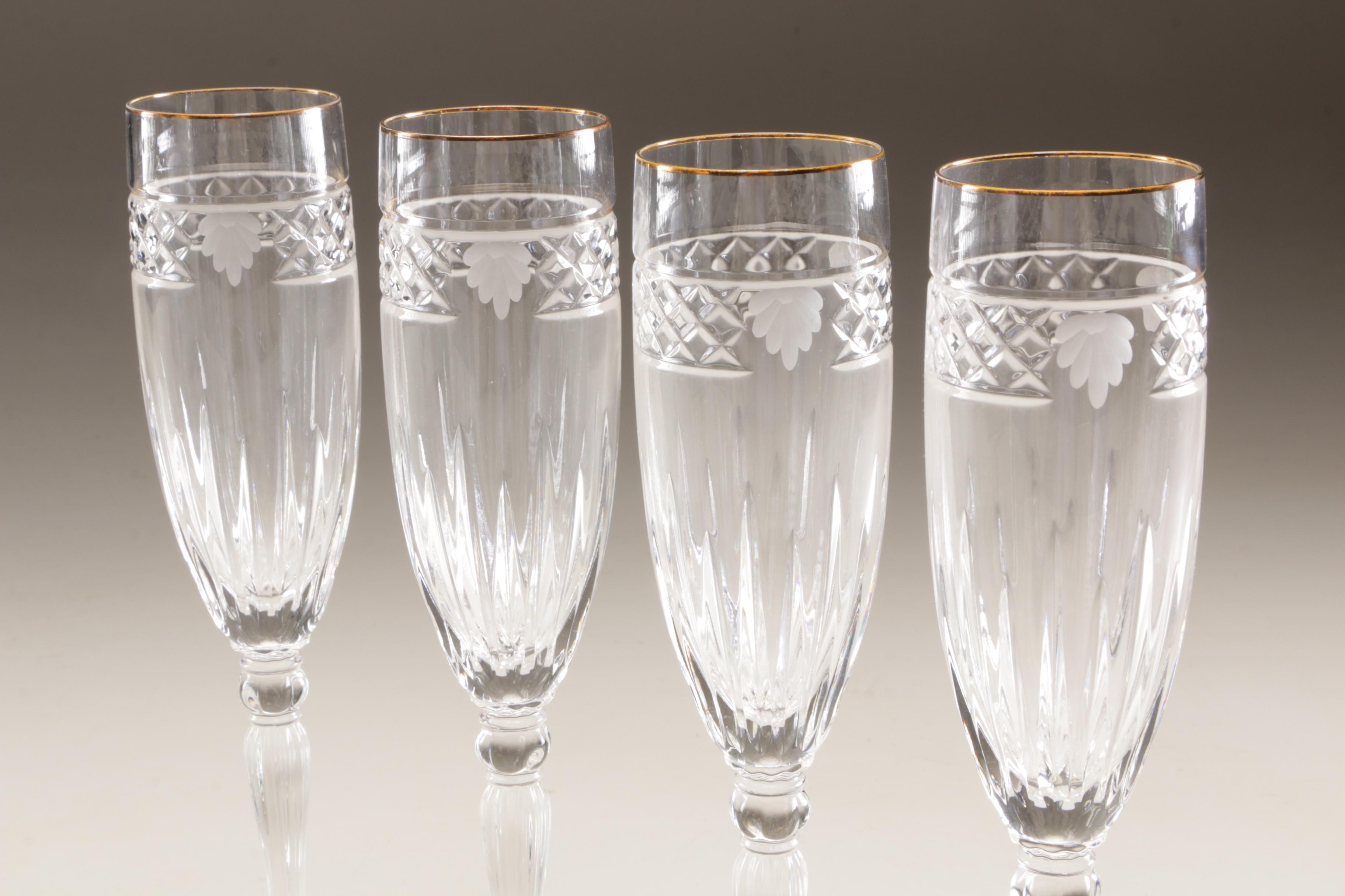 Waterford Crystal "Carleton Shell" Fluted Champagne Glasses