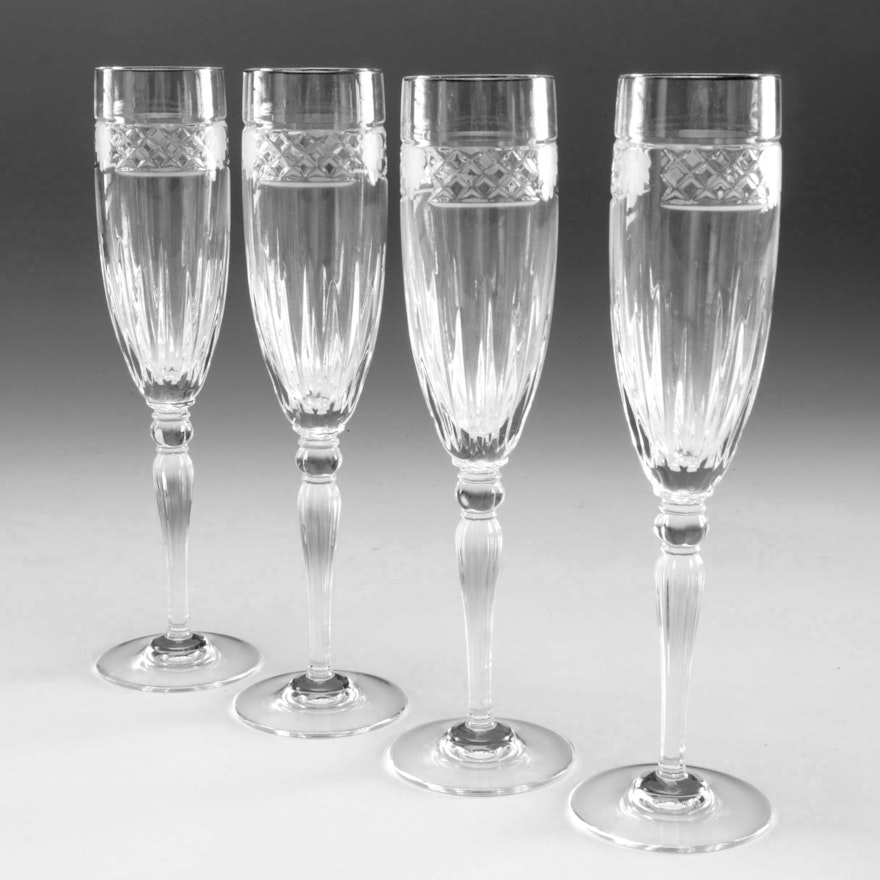 Waterford Crystal "Carleton Shell" Fluted Champagne Glasses