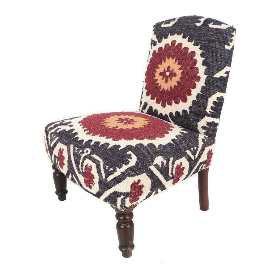 Contemporary Upholstered Side Chair in Flat Woven Rug Material