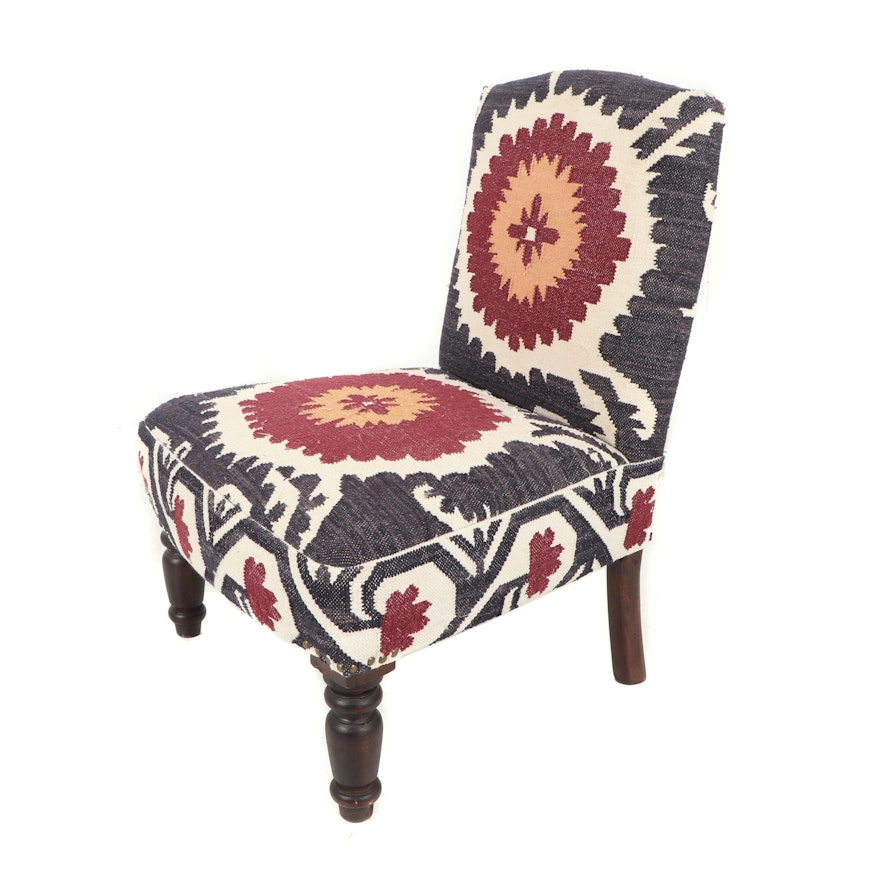 Contemporary Upholstered Side Chair in Flat Woven Rug Material