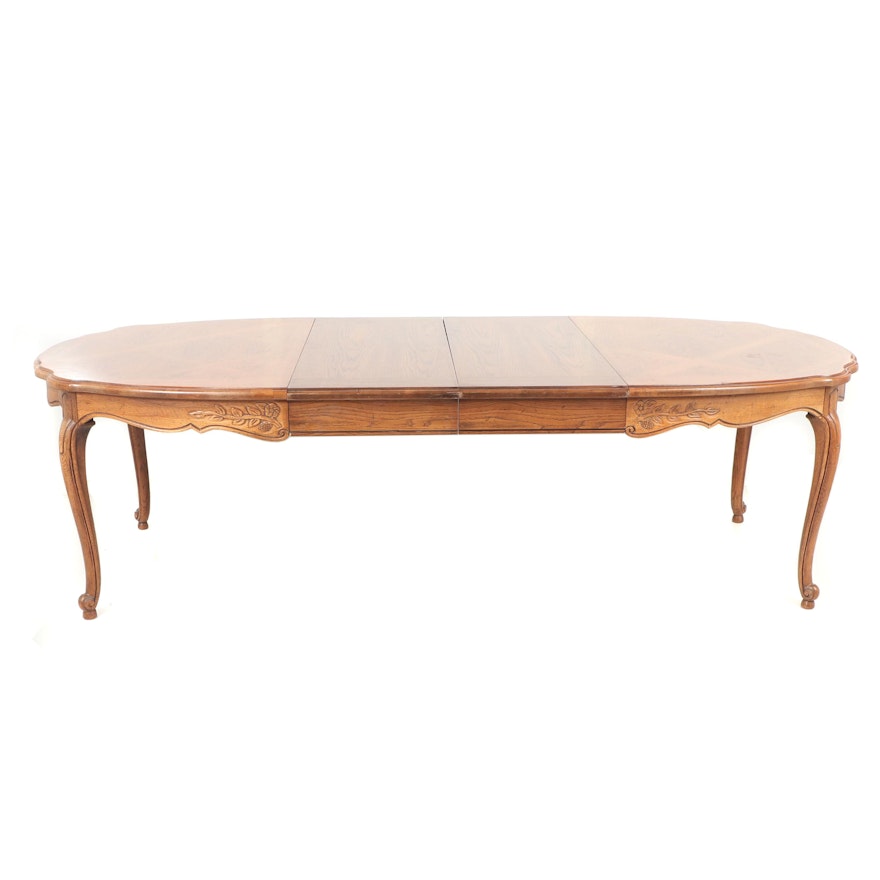 French Provincial Style Oak Dining Table, Late 20th Century