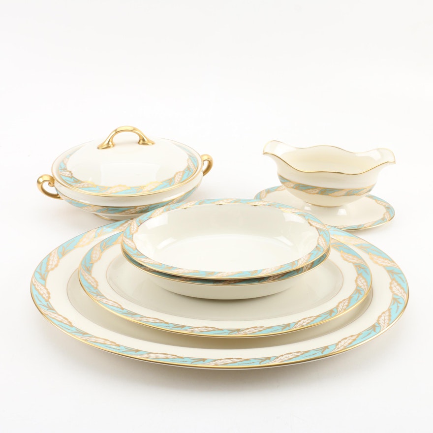 Lenox "Bellevue Sea-Green" Bone China Serveware, Mid-Century