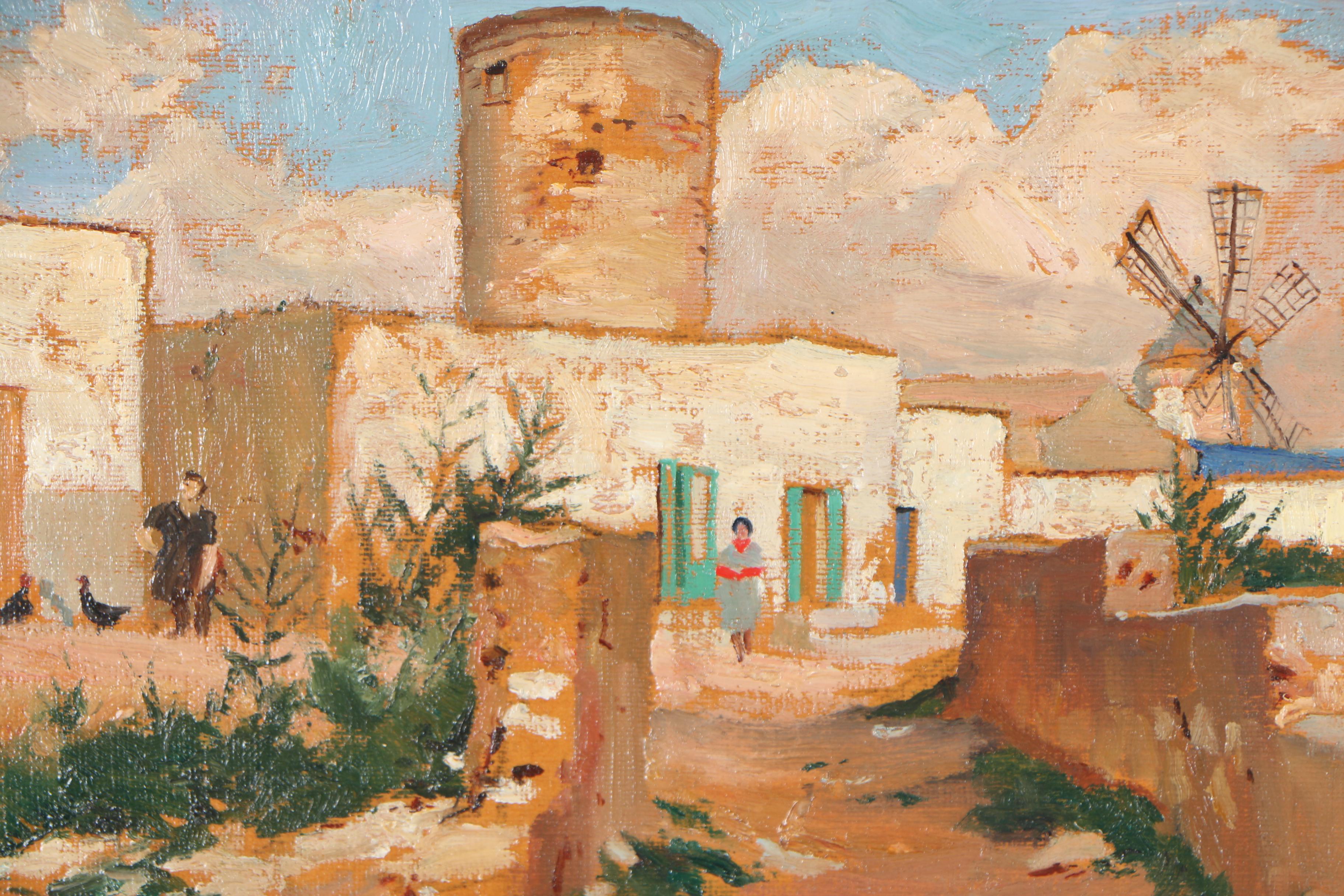 Edmond J. Fitzgerald Oil Painting of Townscape