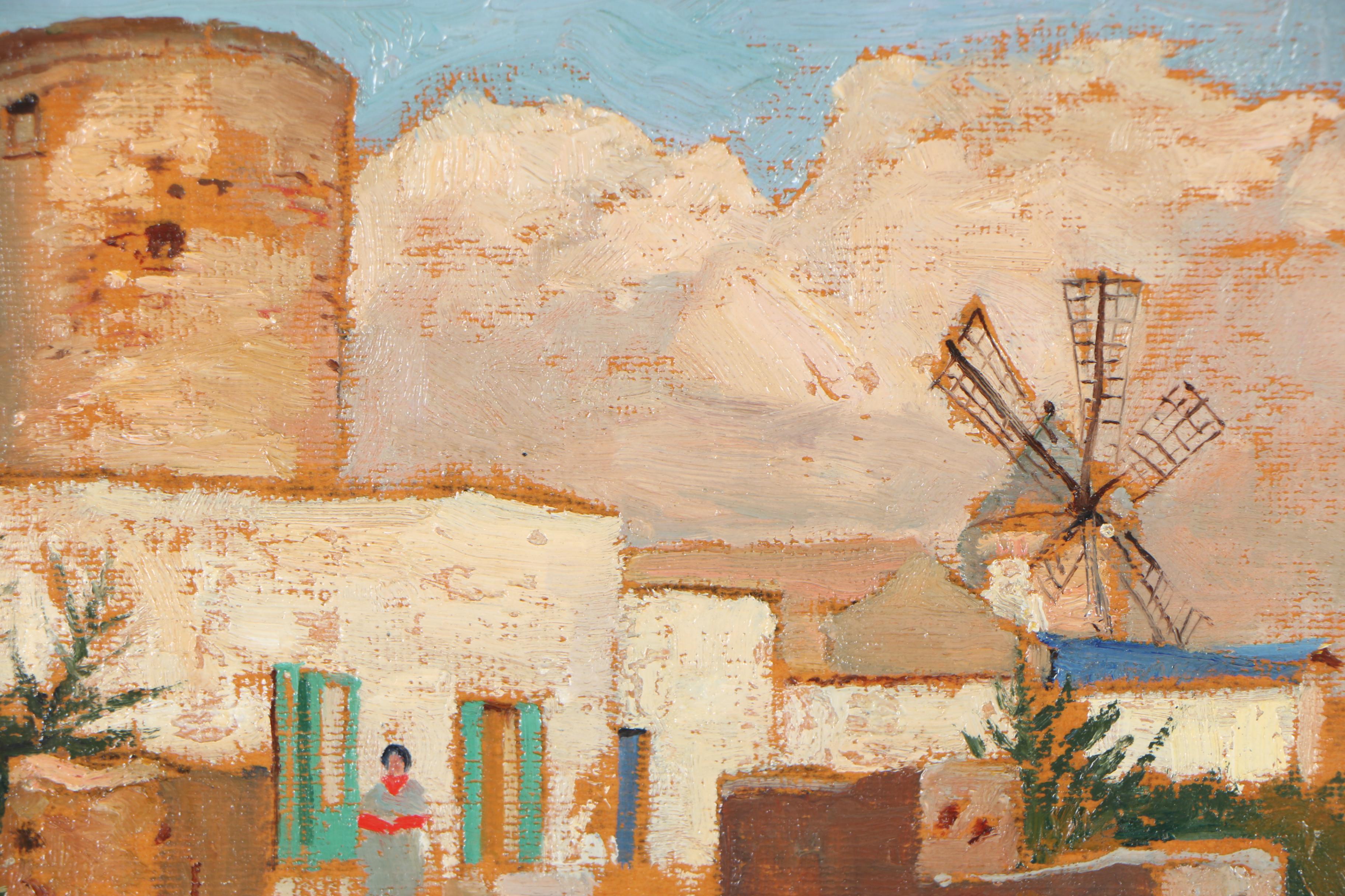 Edmond J. Fitzgerald Oil Painting of Townscape