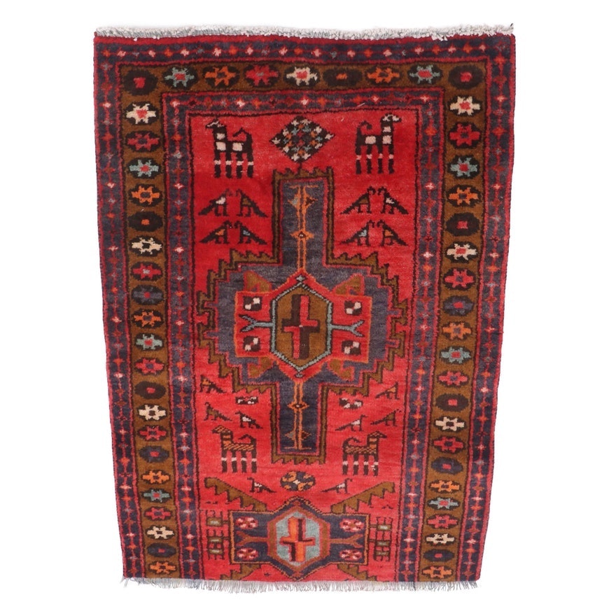 Hand-Knotted Northwest Persian Wool Accent Rug Fragment