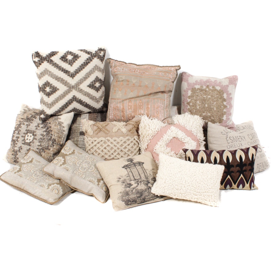 Woven, Beaded, Printed and Embellished Throw Pillows