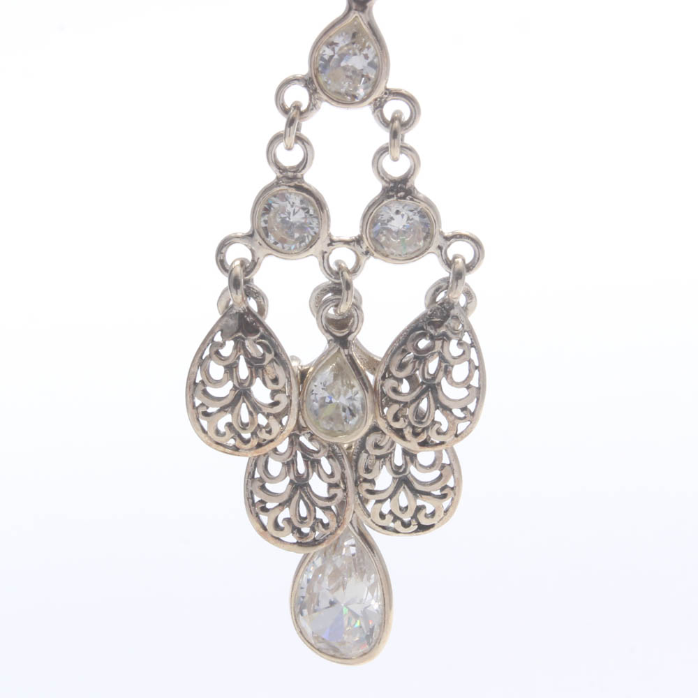 Sterling Silver Cubic Zirconia Chandelier Earrings
