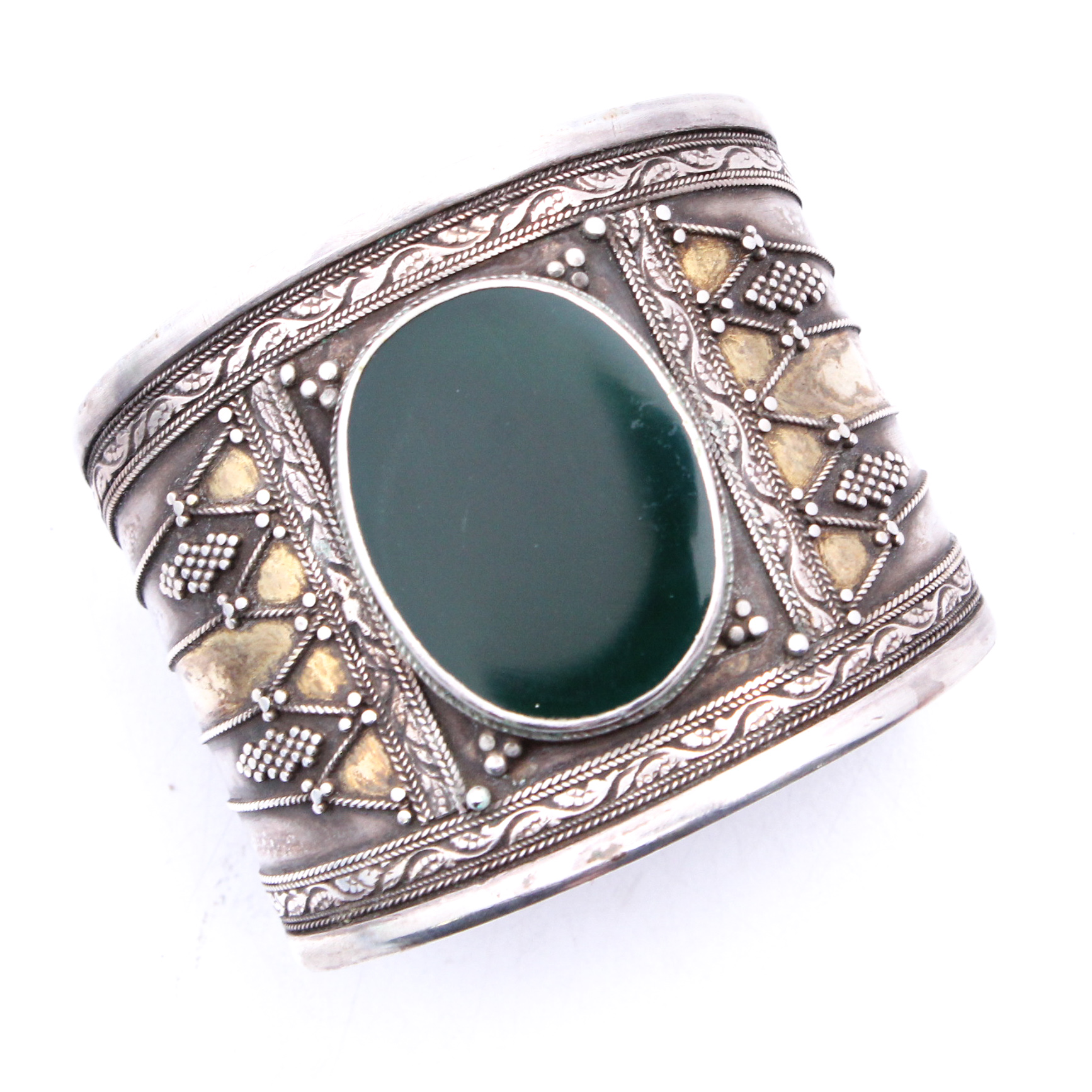 Sterling Silver and Glass Cuff Bracelet