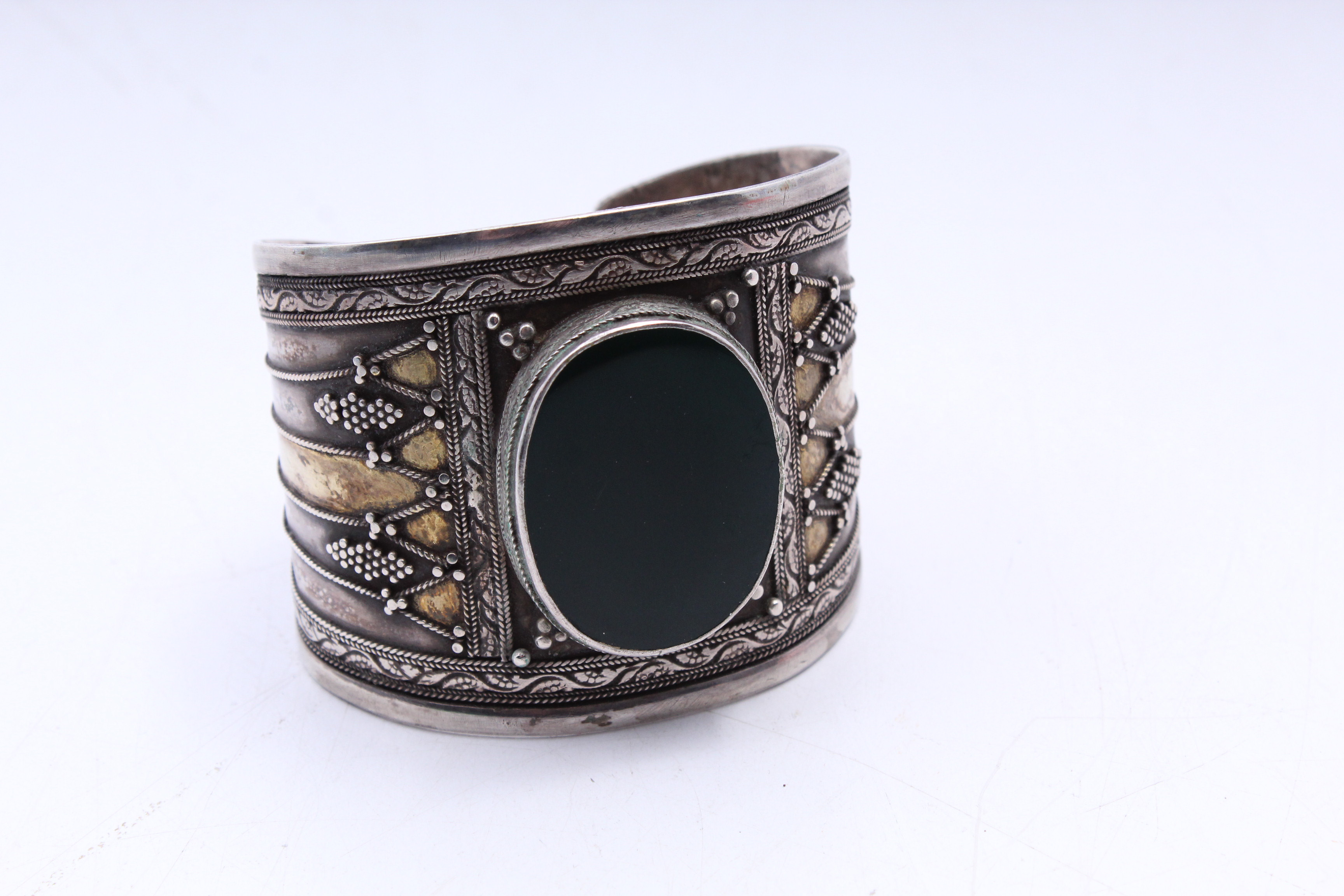 Sterling Silver and Glass Cuff Bracelet
