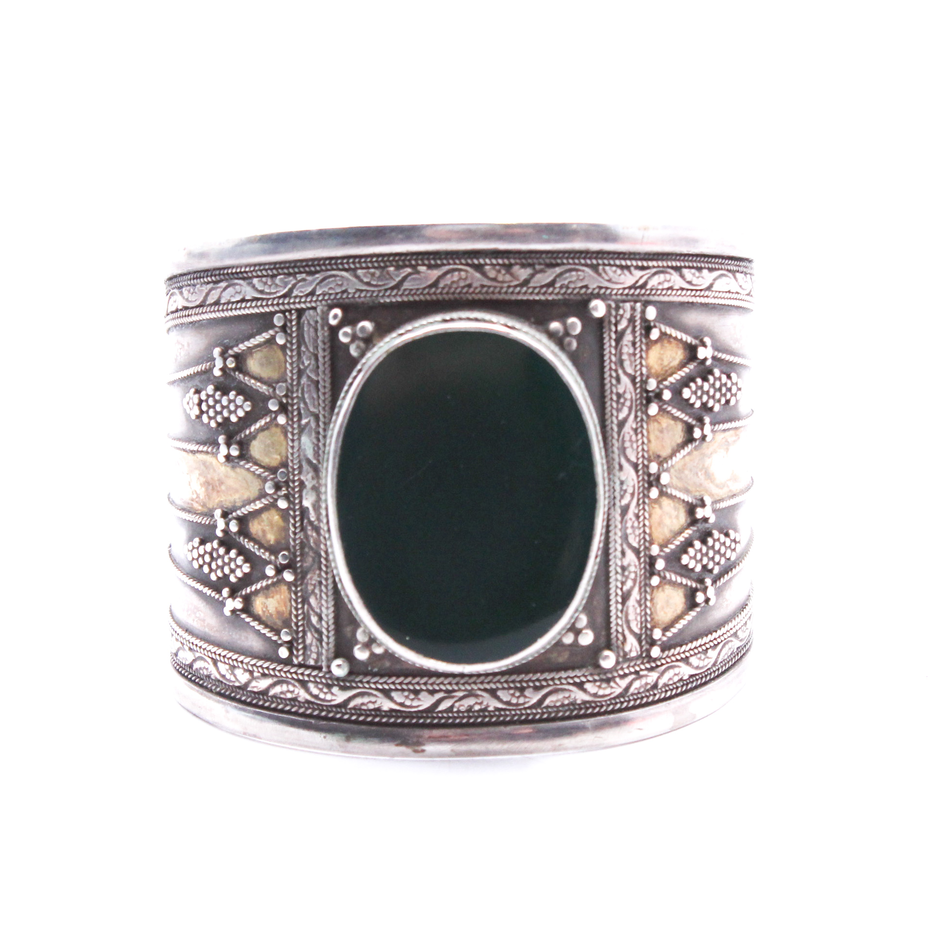 Sterling Silver and Glass Cuff Bracelet