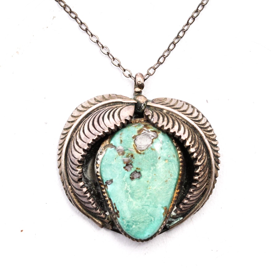Sterling Silver and Turquoise Pendant Necklace