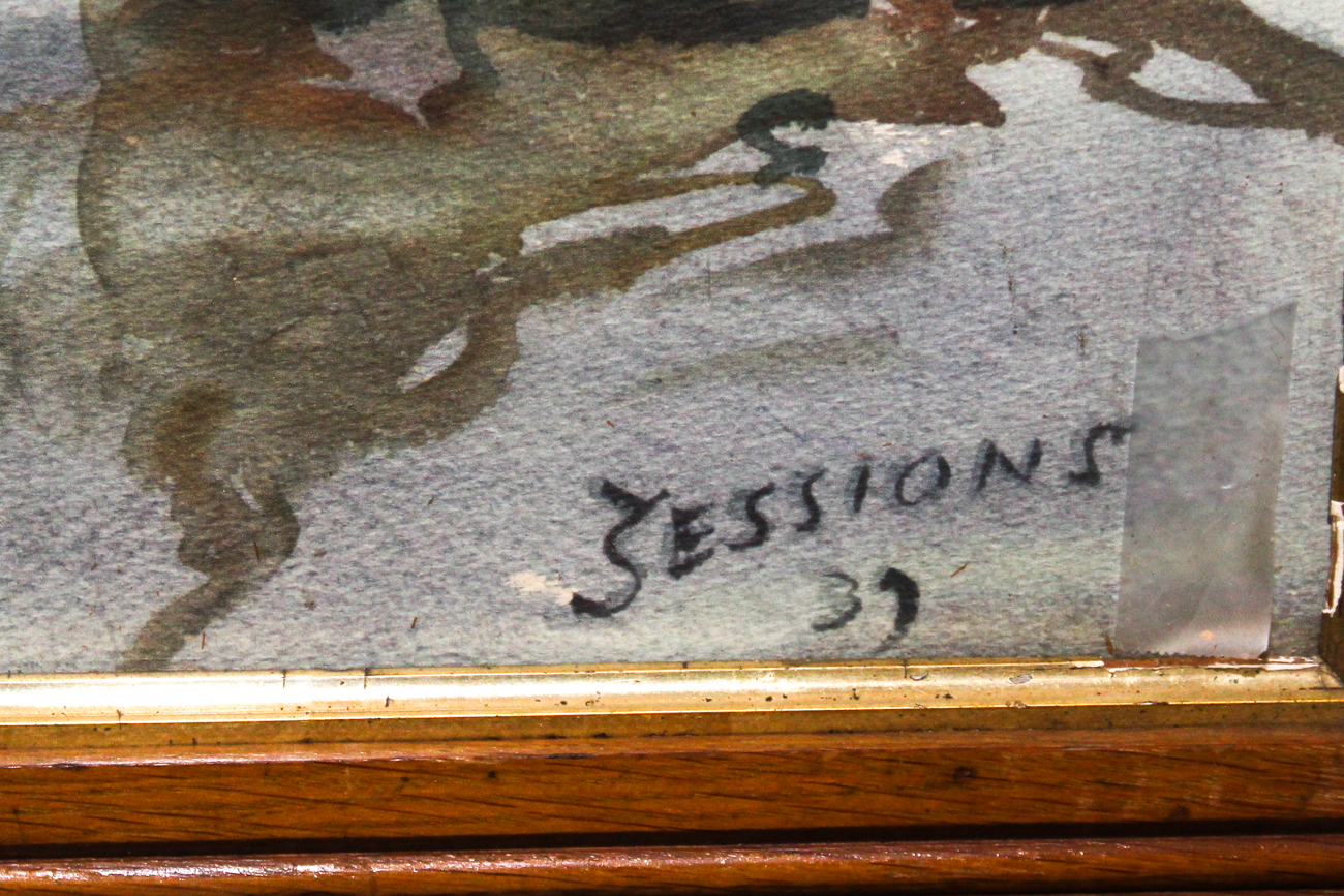 James Milton Sessions Watercolor of Fishing Boats