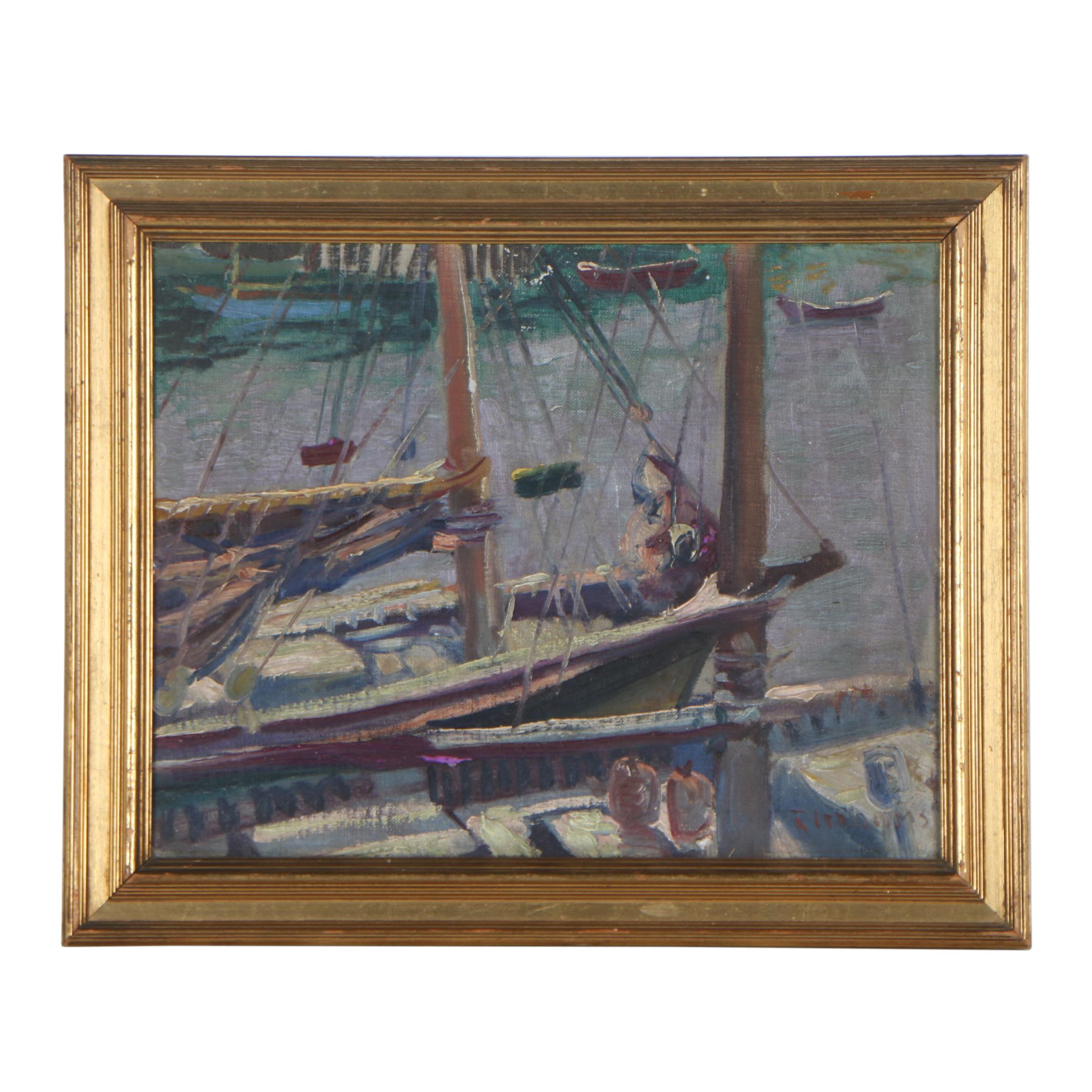 Reginald Grooms Oil Painting of Sailboats