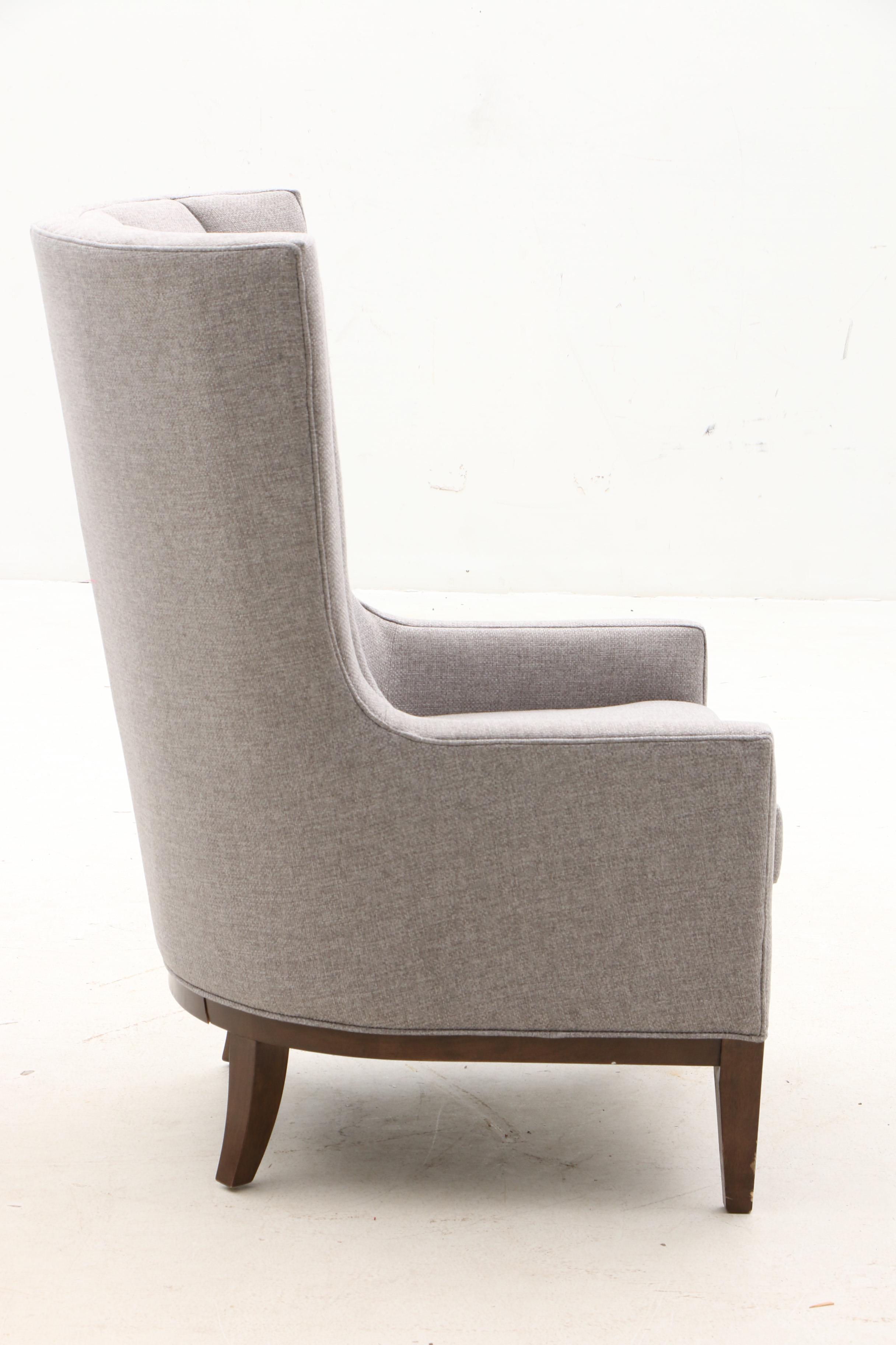Contemporary Upholstered High Back Arm Chair in Grey