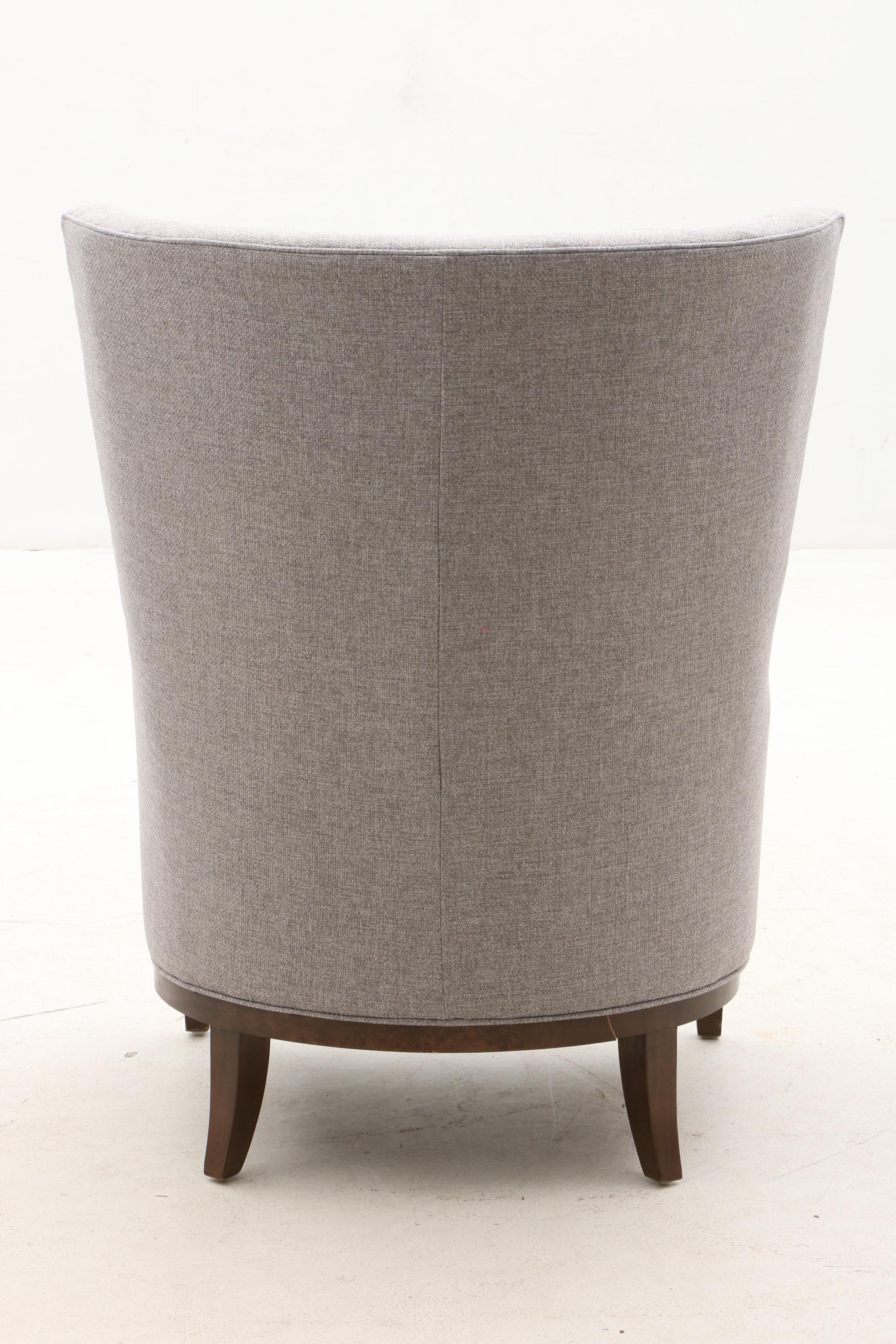 Contemporary Upholstered High Back Arm Chair in Grey