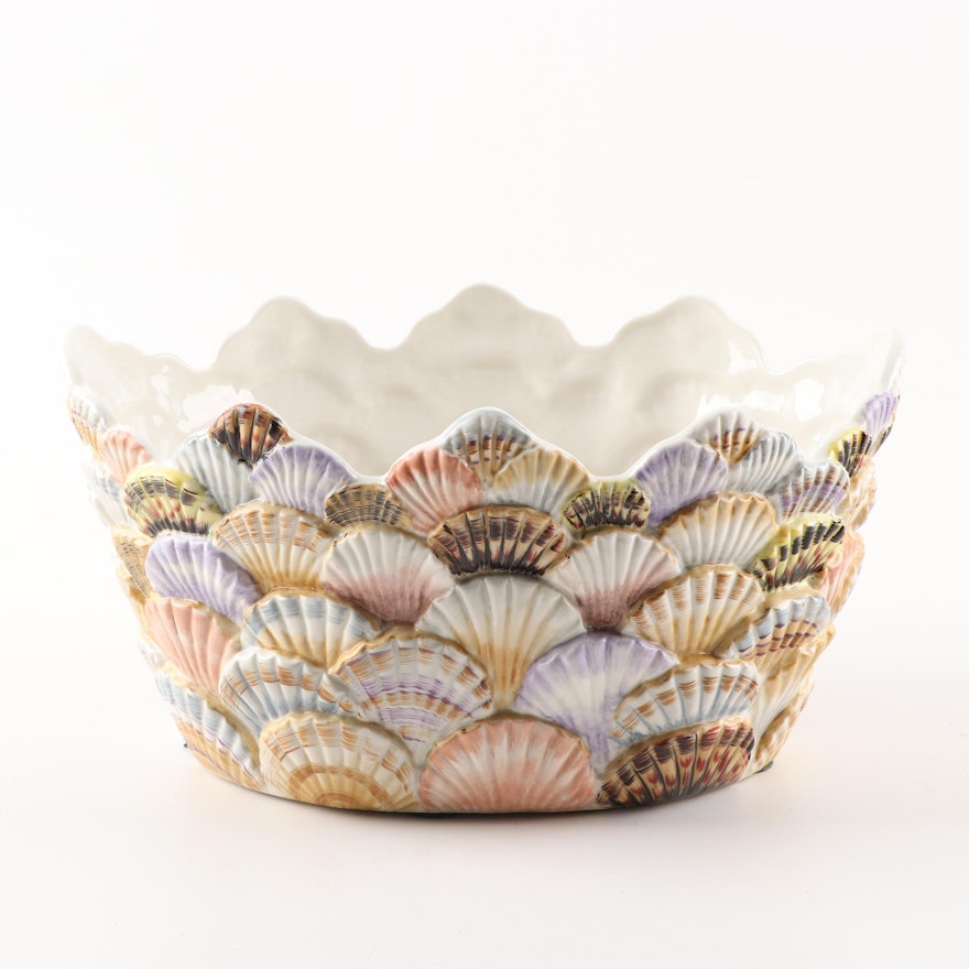 Italian Ceramic Scallop Shell Jardiere