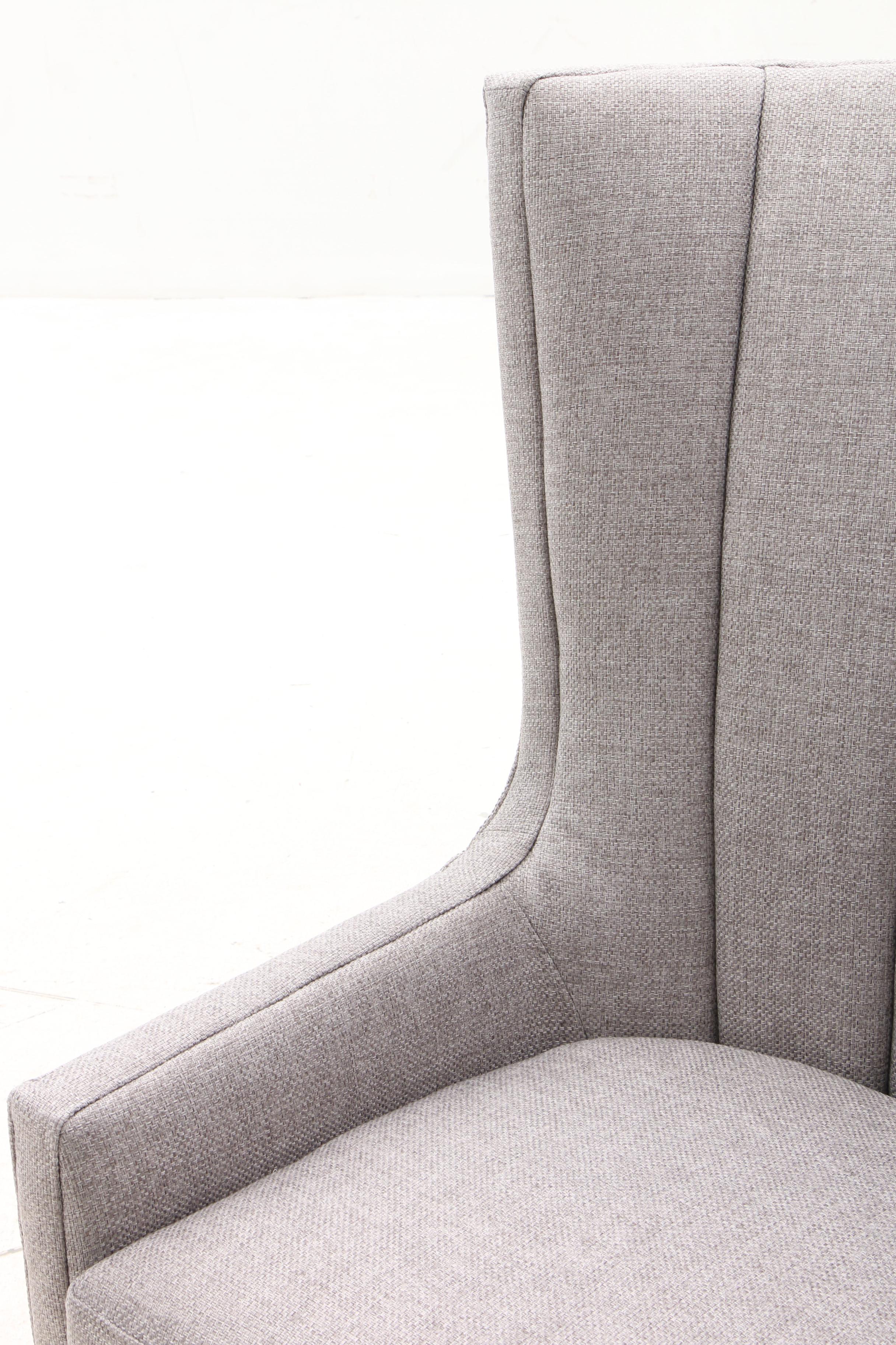 Contemporary Upholstered High Back Arm Chair in Grey
