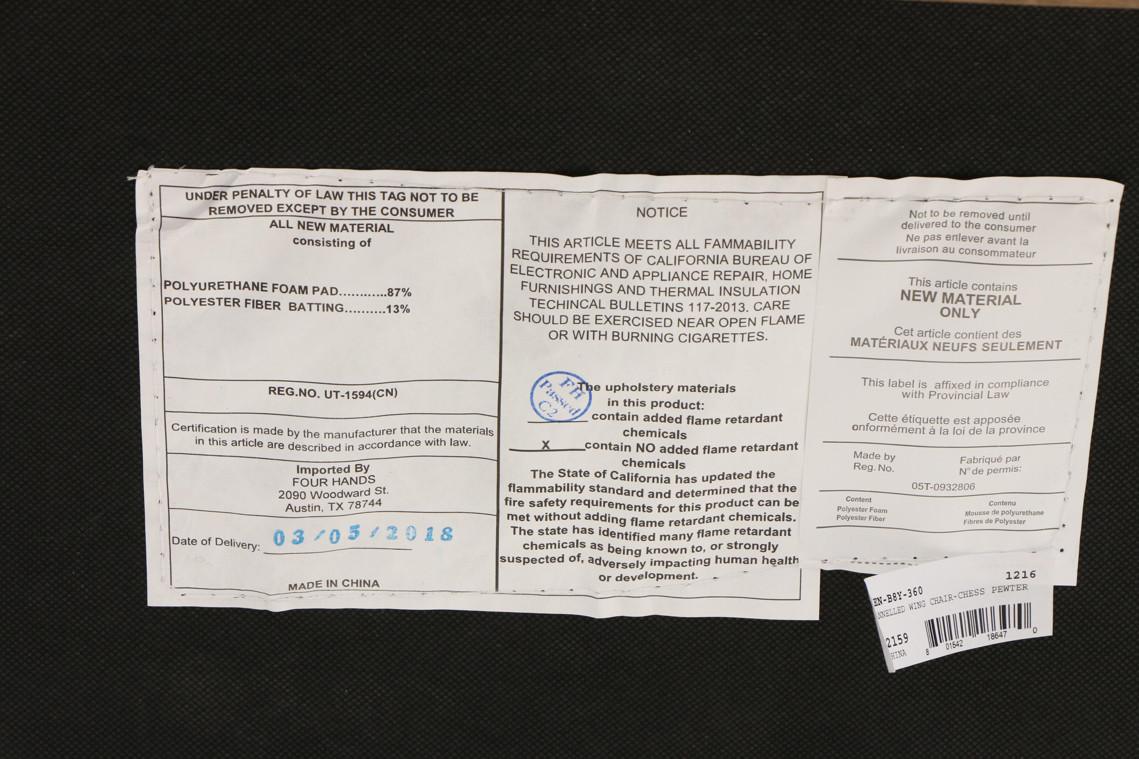 Contemporary Upholstered High Back Arm Chair in Grey