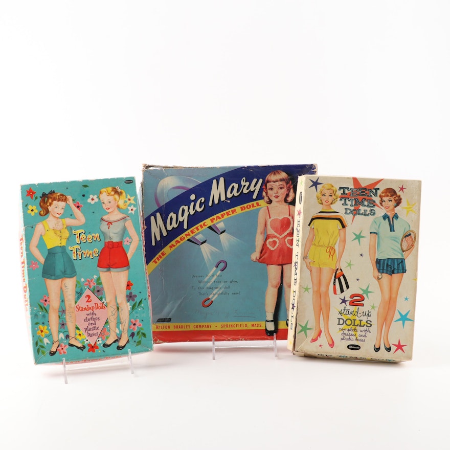 Vintage Teen Times Stand-up Dolls and Magic Mary Magnetic Paper Doll