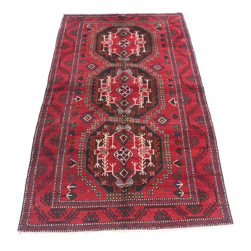 Hand-Knotted Persian Baluch Yomut Wool Rug