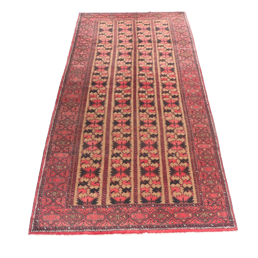 Hand-Knotted Persian Baluch Wool Rug