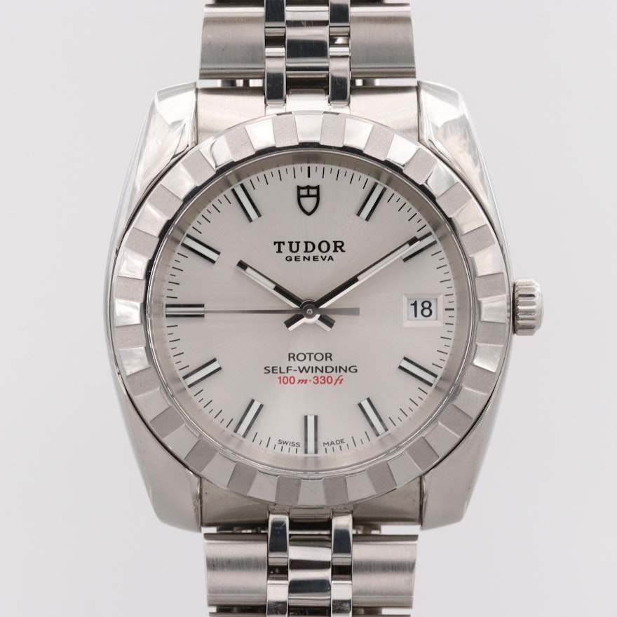 Tudor By Rolex Auto Prince Stainless Steel Wristwatch With Date