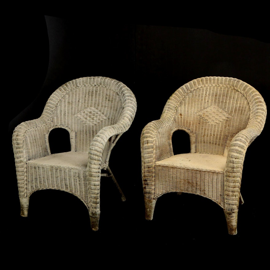 Pair of "Plantation" Painted Wicker Chairs