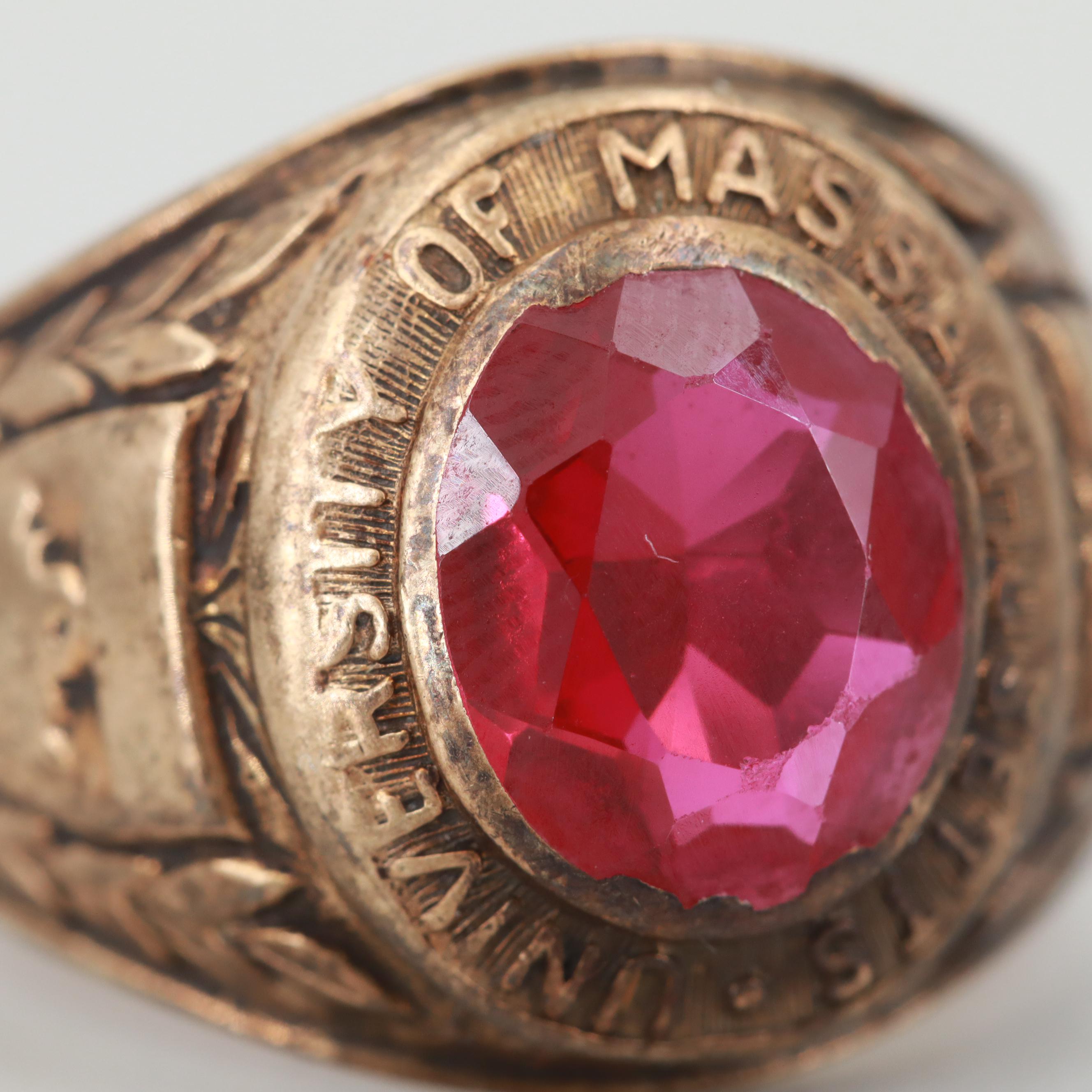 10K Yellow Gold Synthetic Ruby Class Ring