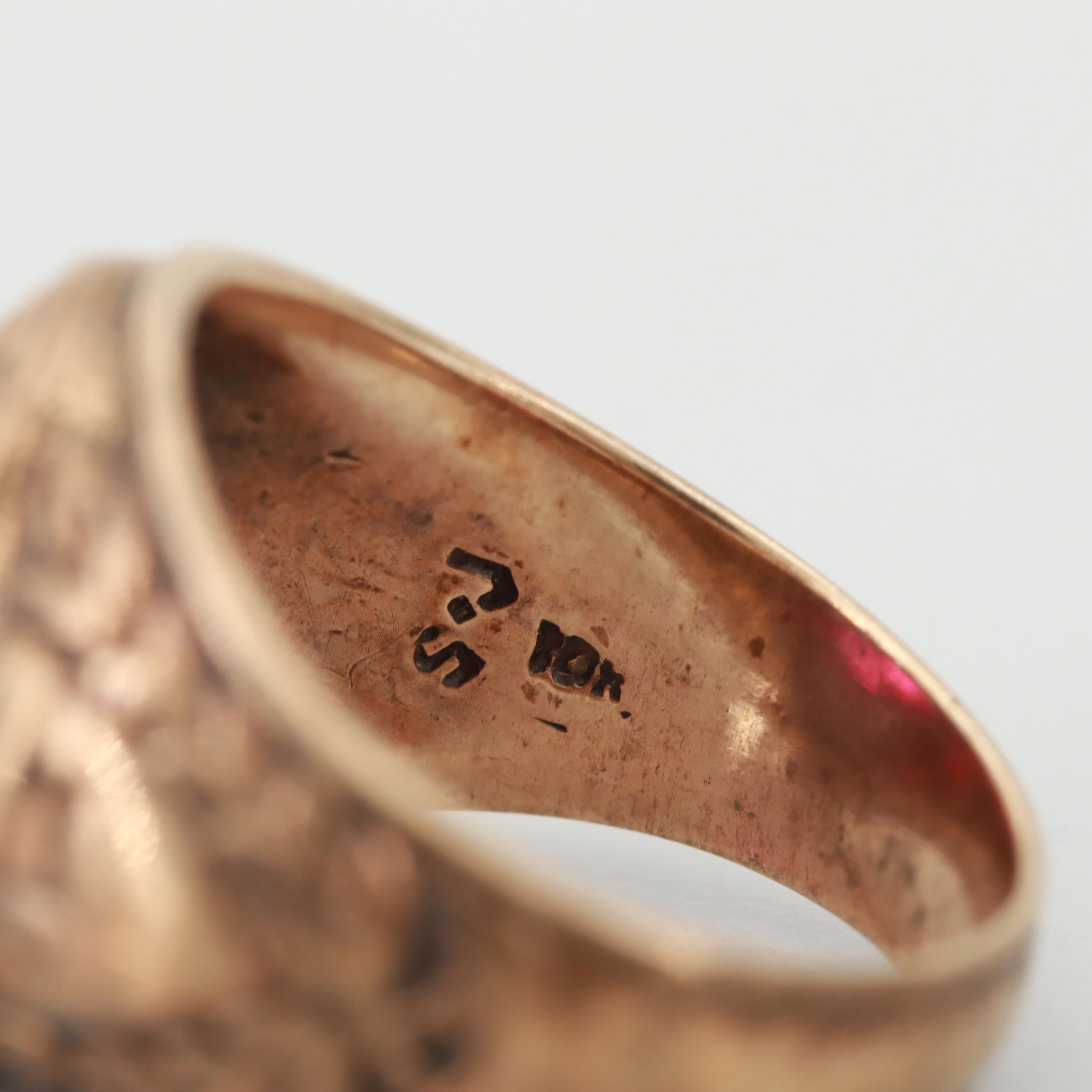 10K Yellow Gold Synthetic Ruby Class Ring