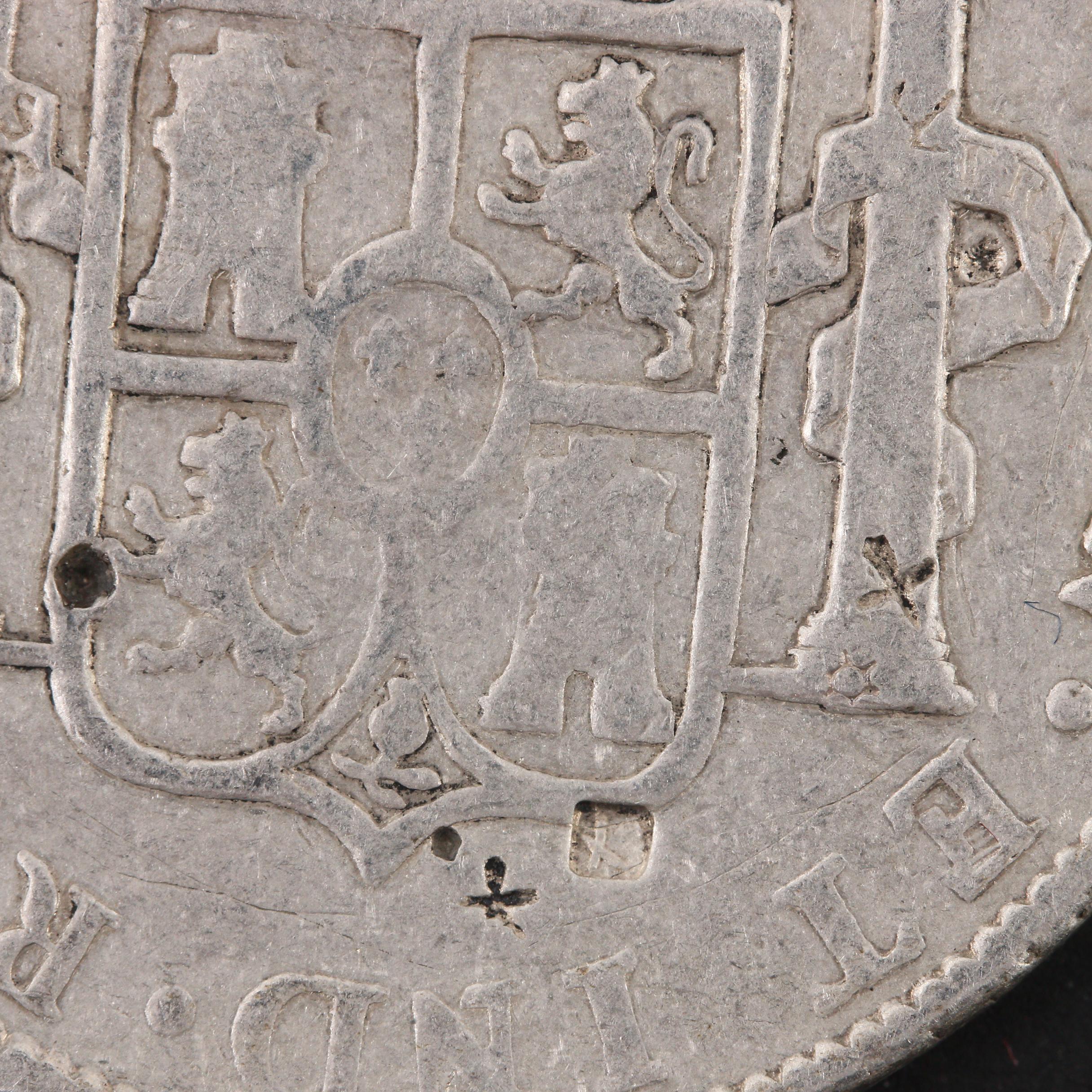 1807 Colonial Mexico Carlos IV 8 Reales Silver Coin with Chopmarks