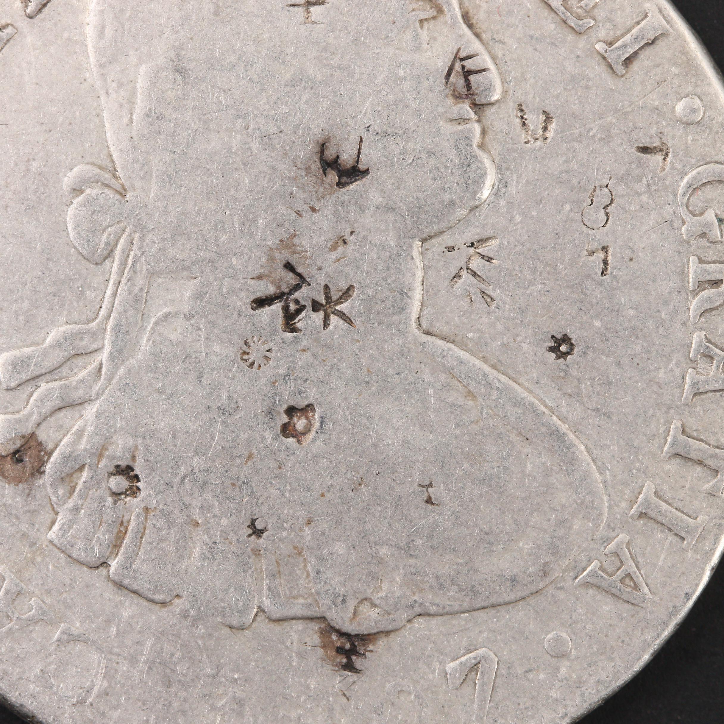 1807 Colonial Mexico Carlos IV 8 Reales Silver Coin with Chopmarks