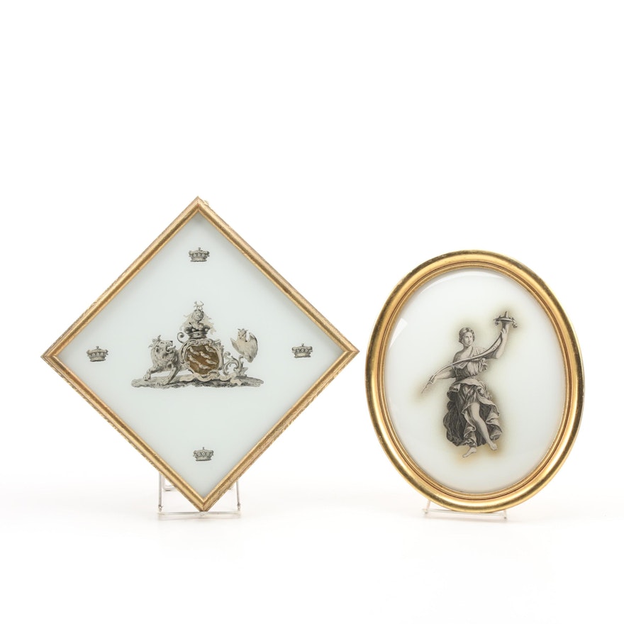 Neoclassical and 18th Century English Inspired Wall Hangings in Gilt Frames